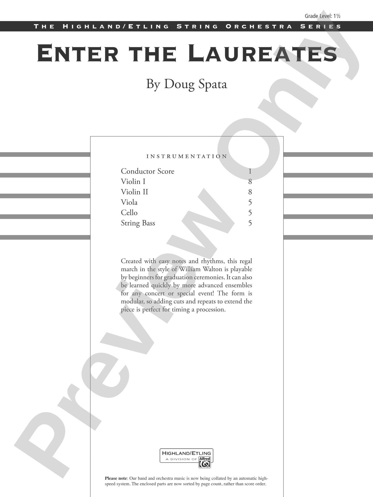 Enter the Laureates: String Orchestra Conductor Score & Parts