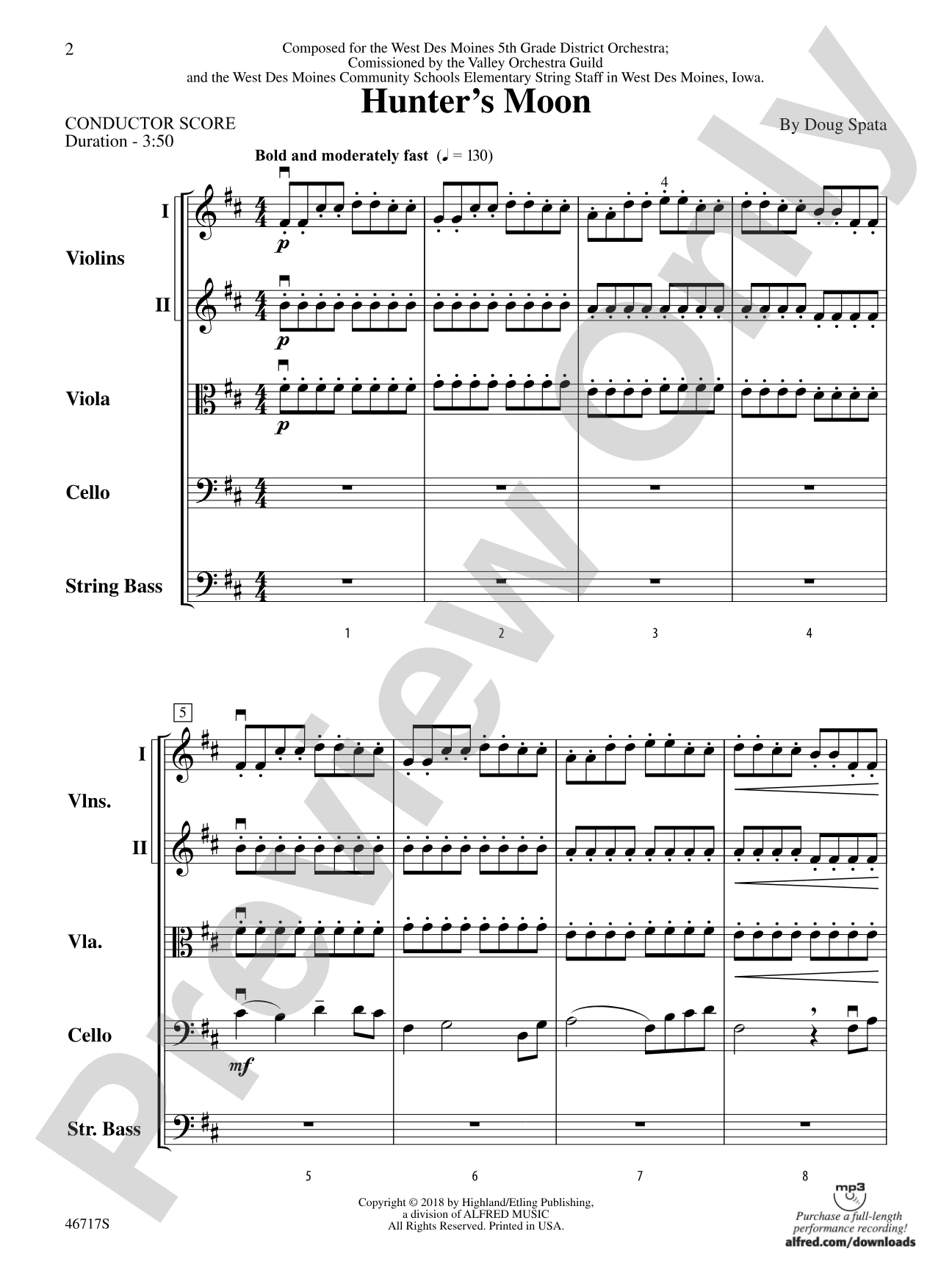 Hunter's Moon: String Orchestra Conductor Score & Parts
