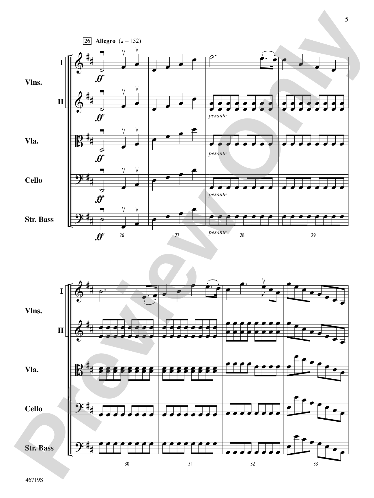 Symphony No. 5: String Orchestra Conductor Score & Parts