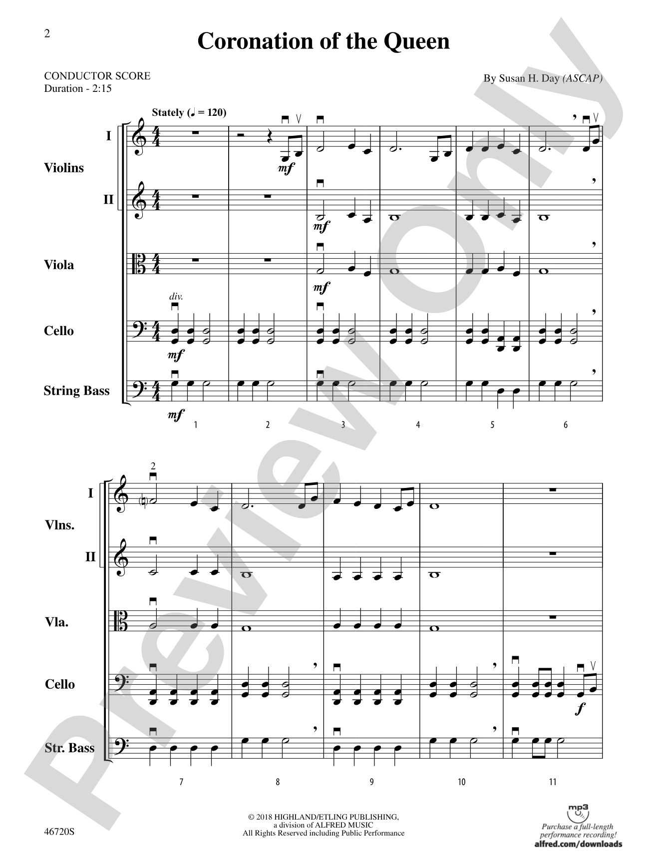 Coronation of the Queen: String Orchestra Conductor Score & Parts