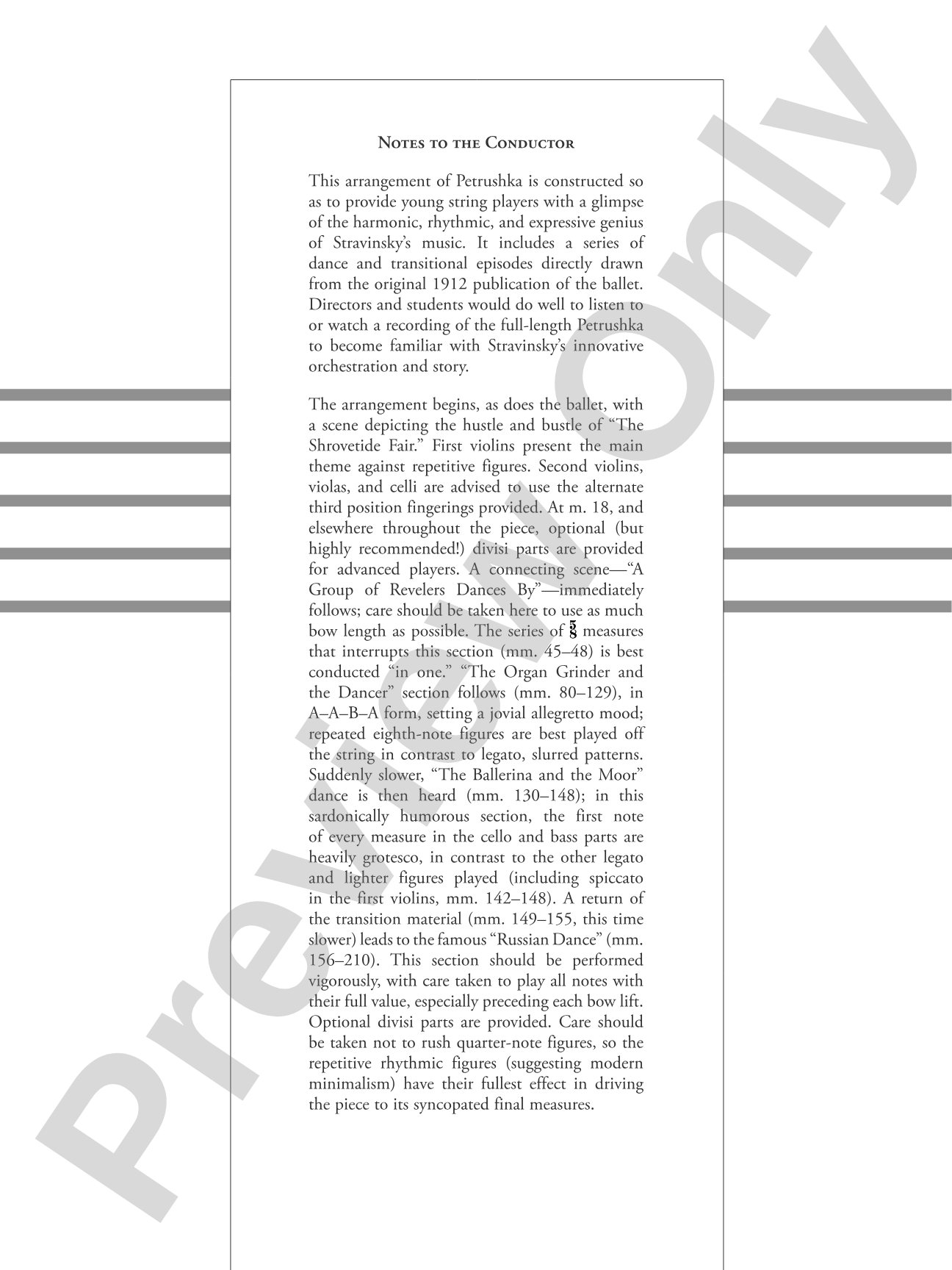 Petrushka: String Orchestra Conductor Score & Parts