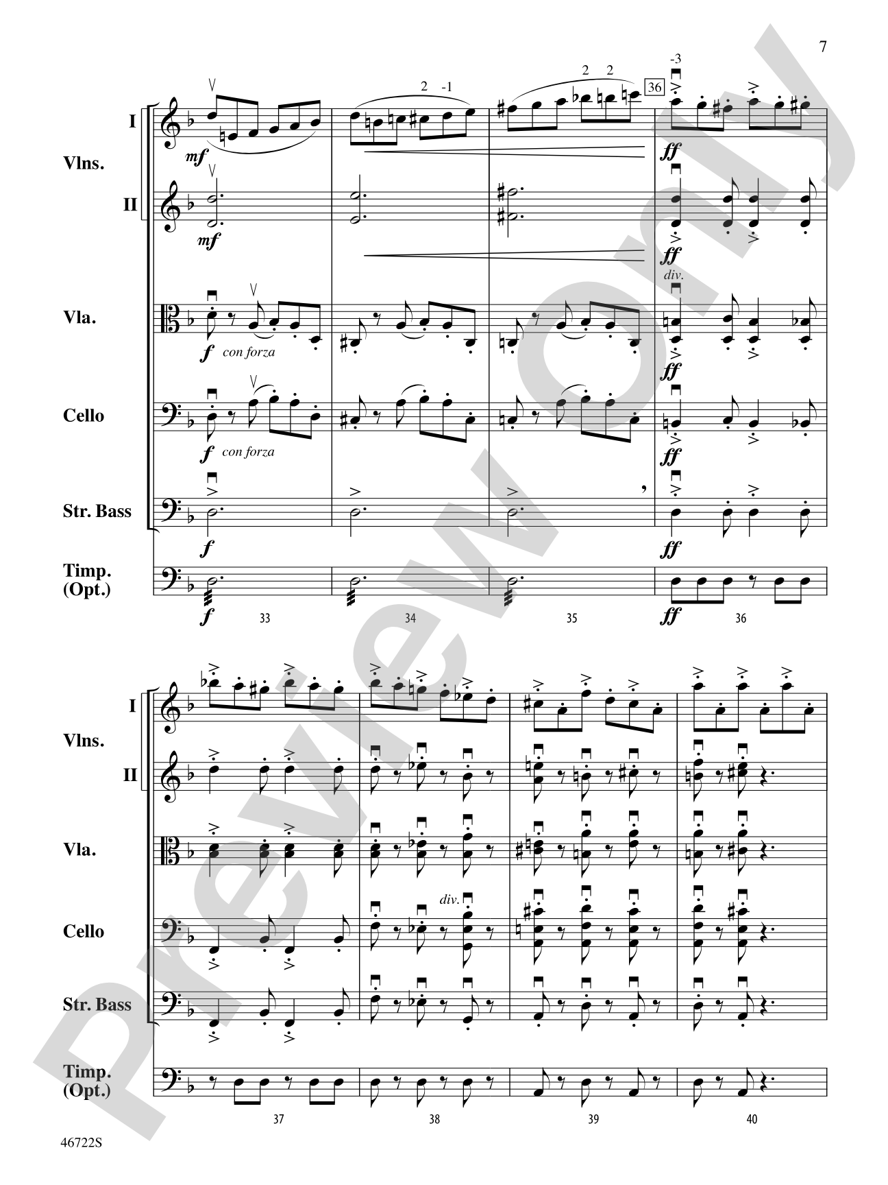 Symphony No. 7 in D Minor: String Orchestra Conductor Score & Parts