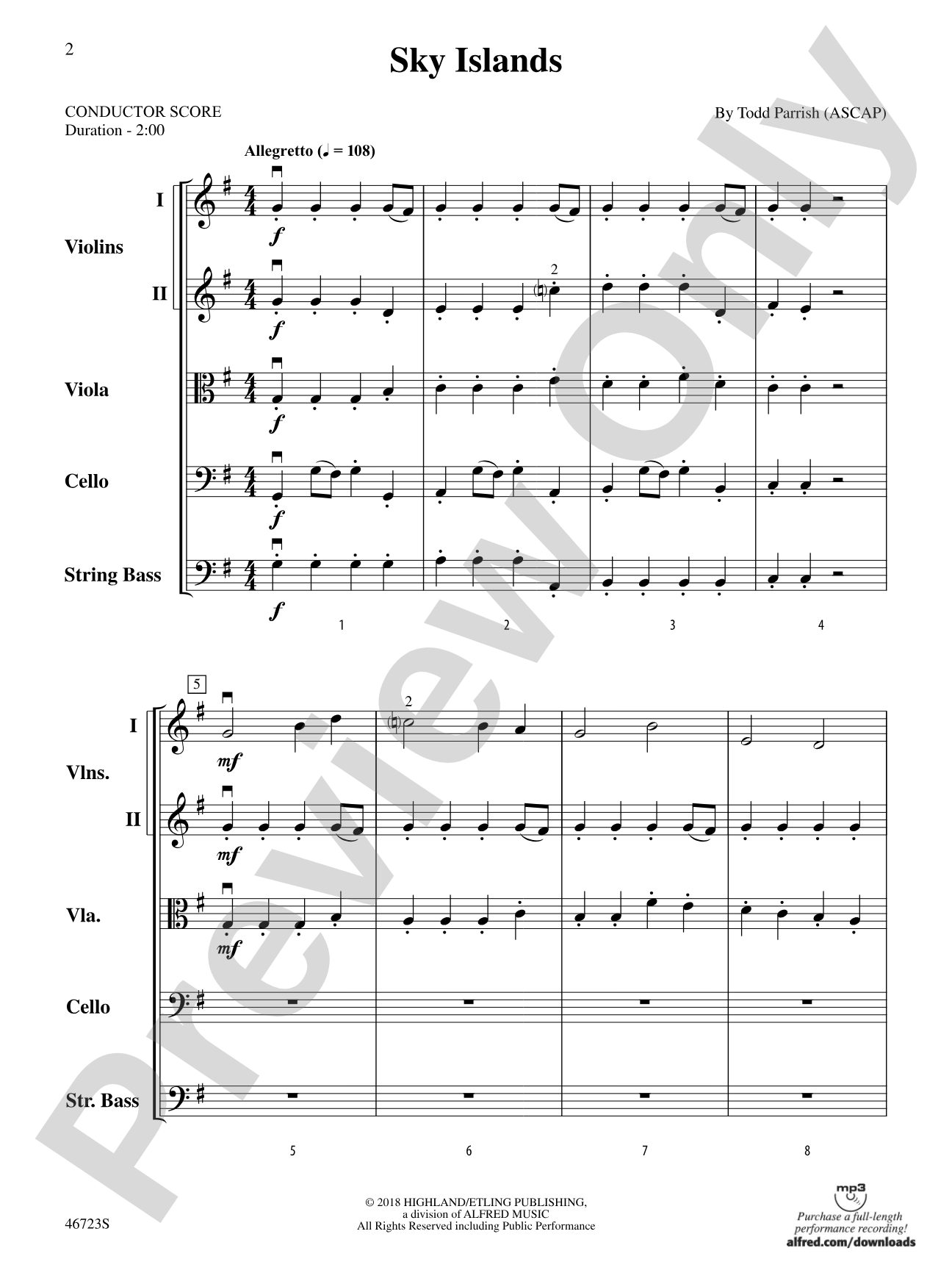 Sky Islands: String Orchestra Conductor Score & Parts