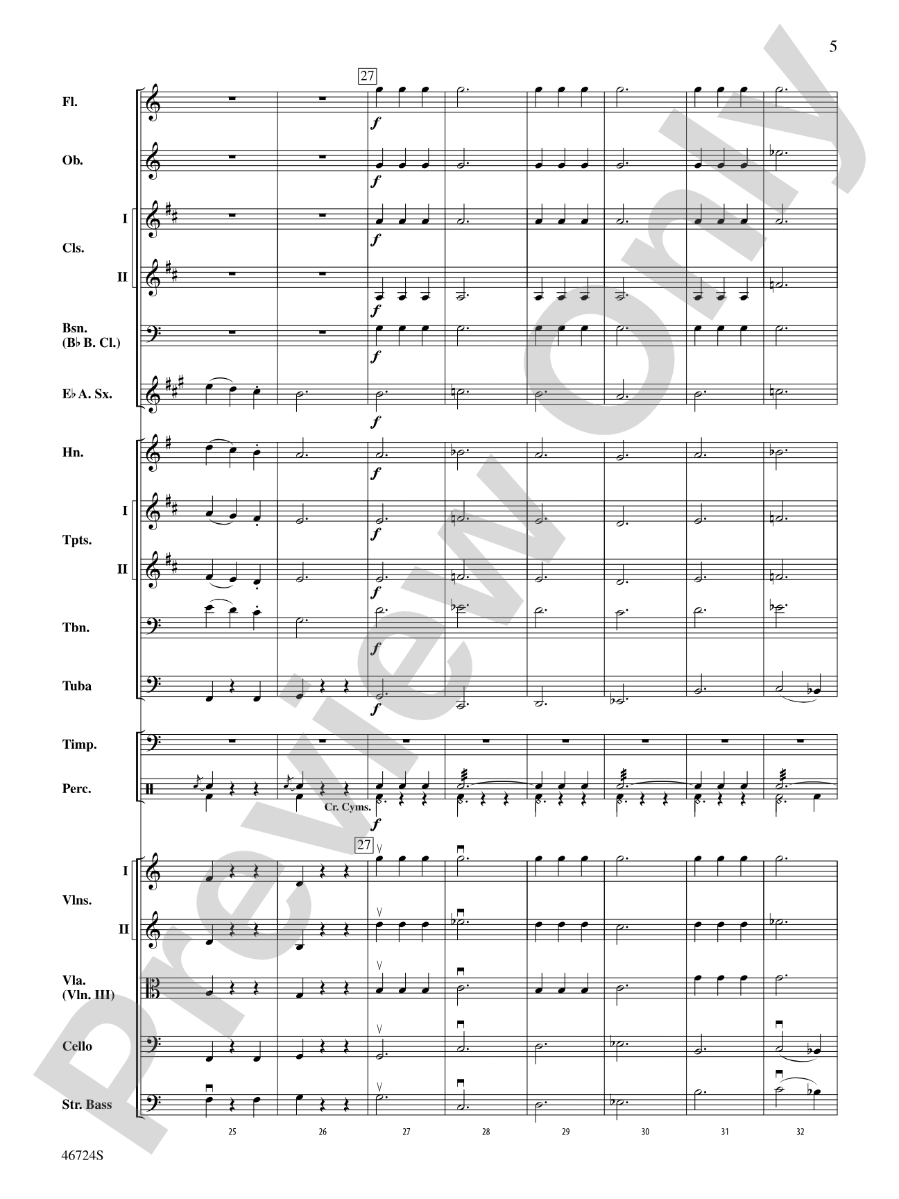 Symphony No. 5: Full Orchestra Conductor Score & Parts