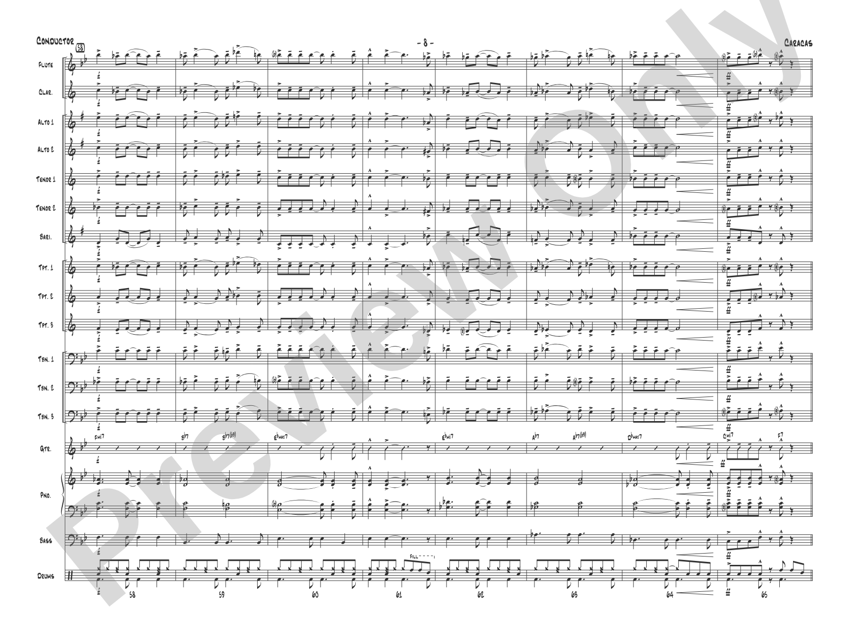 Caracas: Jazz Ensemble Conductor Score & Parts