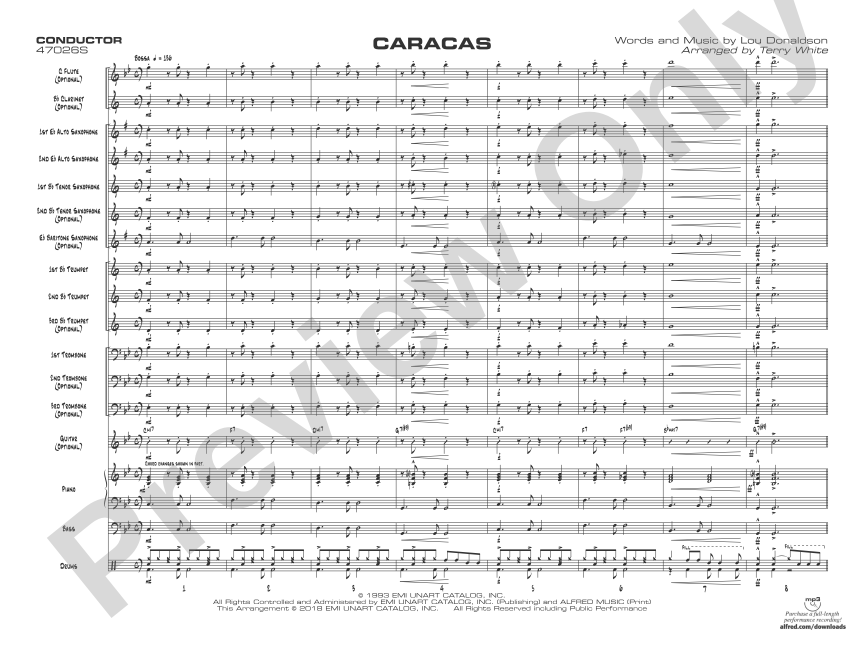 Caracas: Jazz Ensemble Conductor Score & Parts