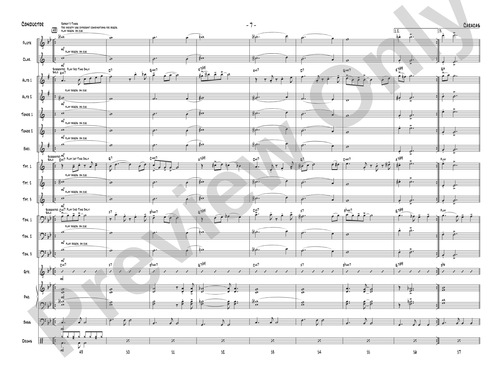 Caracas: Jazz Ensemble Conductor Score & Parts