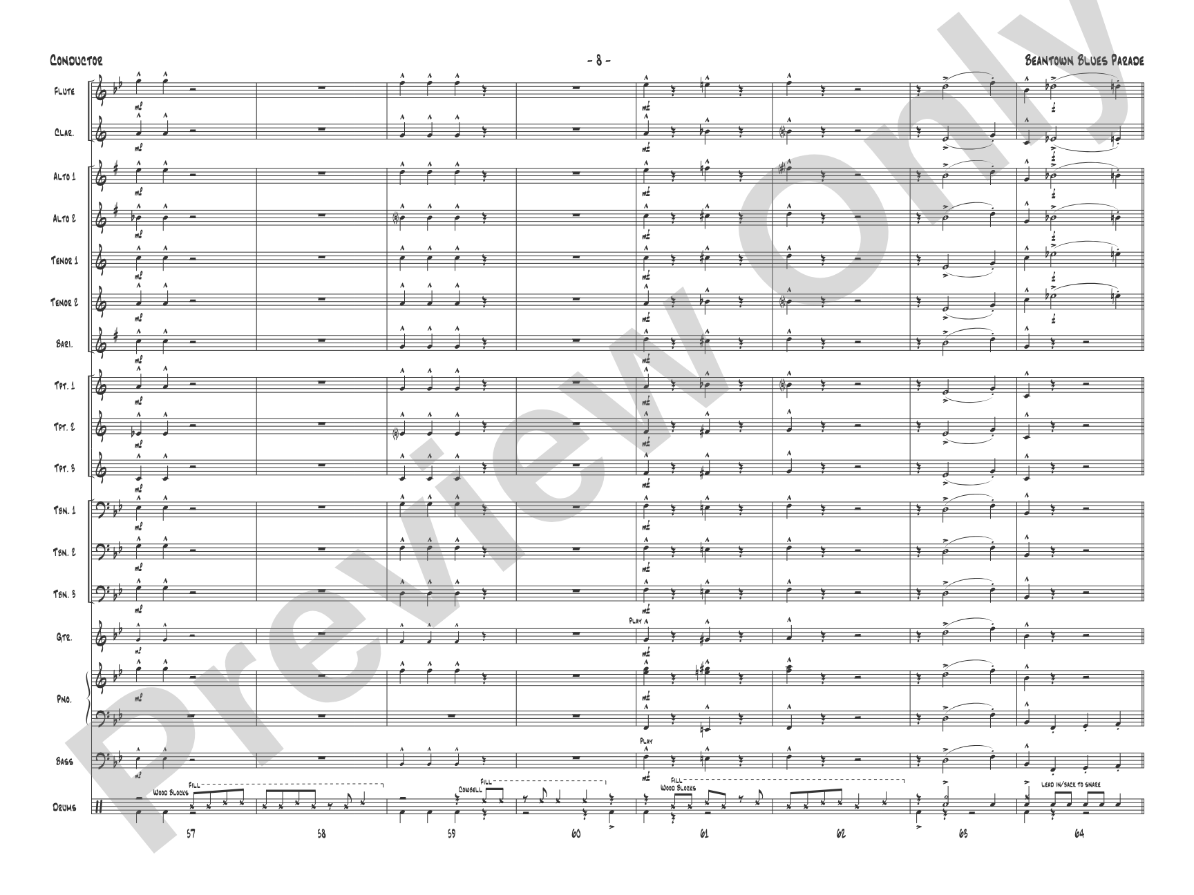 Beantown Blues Parade: Score