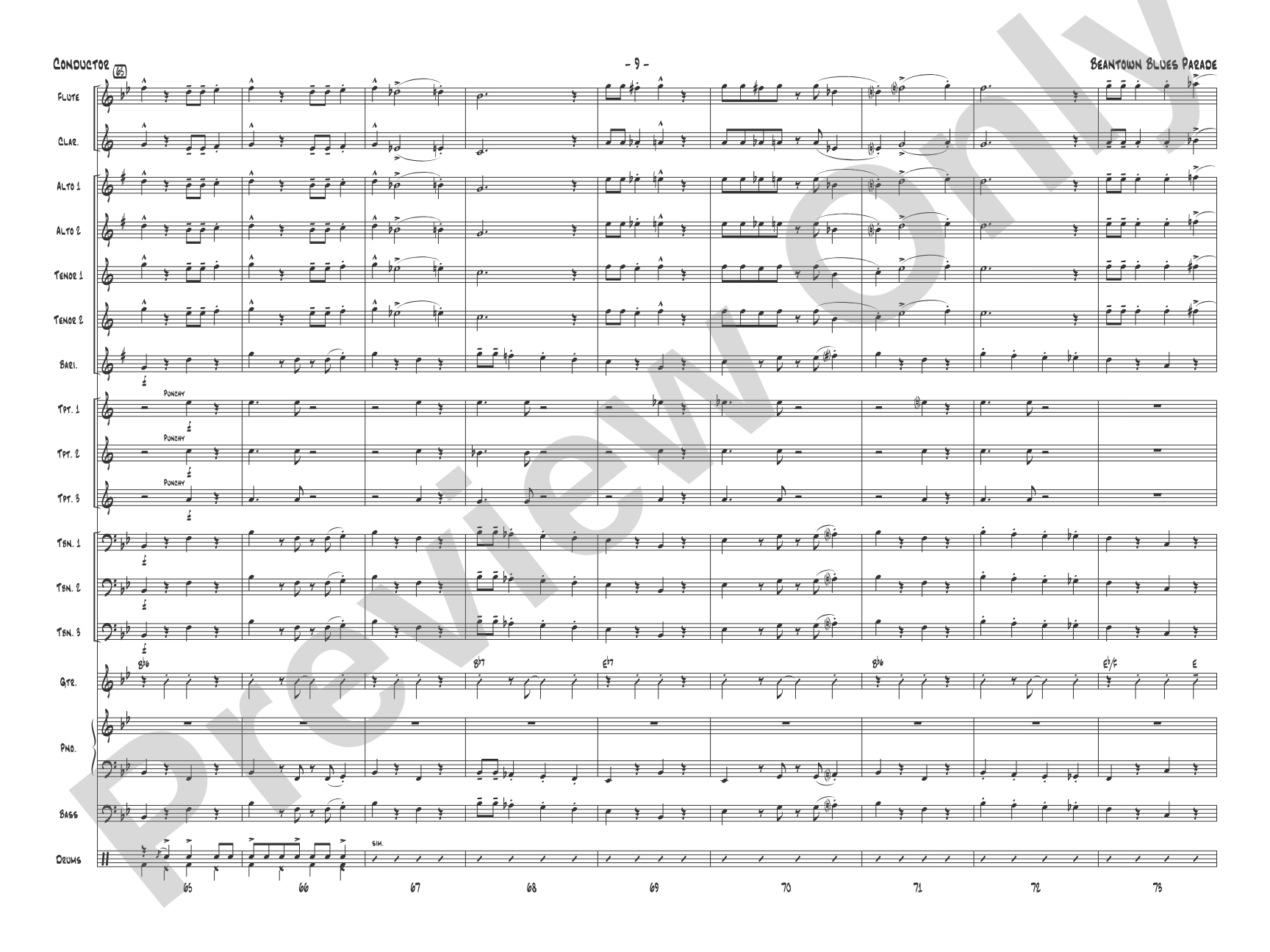 Beantown Blues Parade: Score