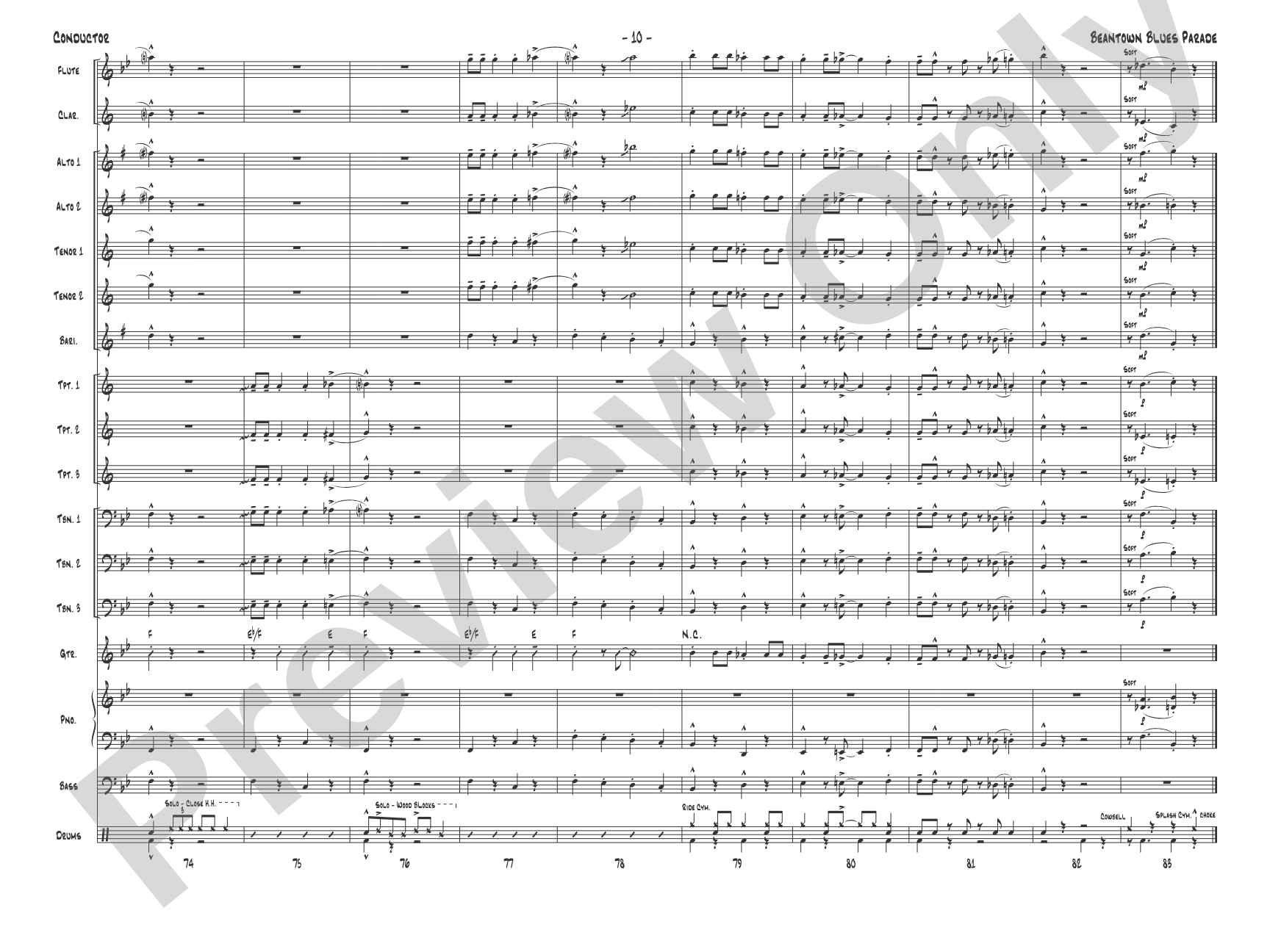 Beantown Blues Parade: Score