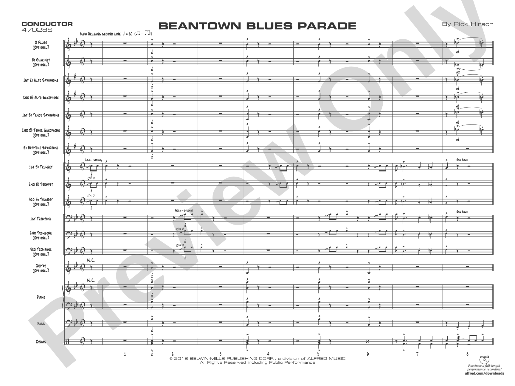 Beantown Blues Parade: Score