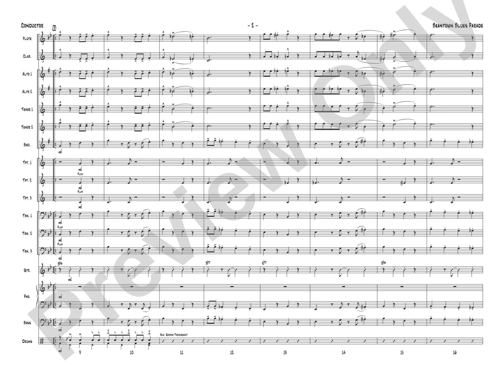 Beantown Blues Parade: Score