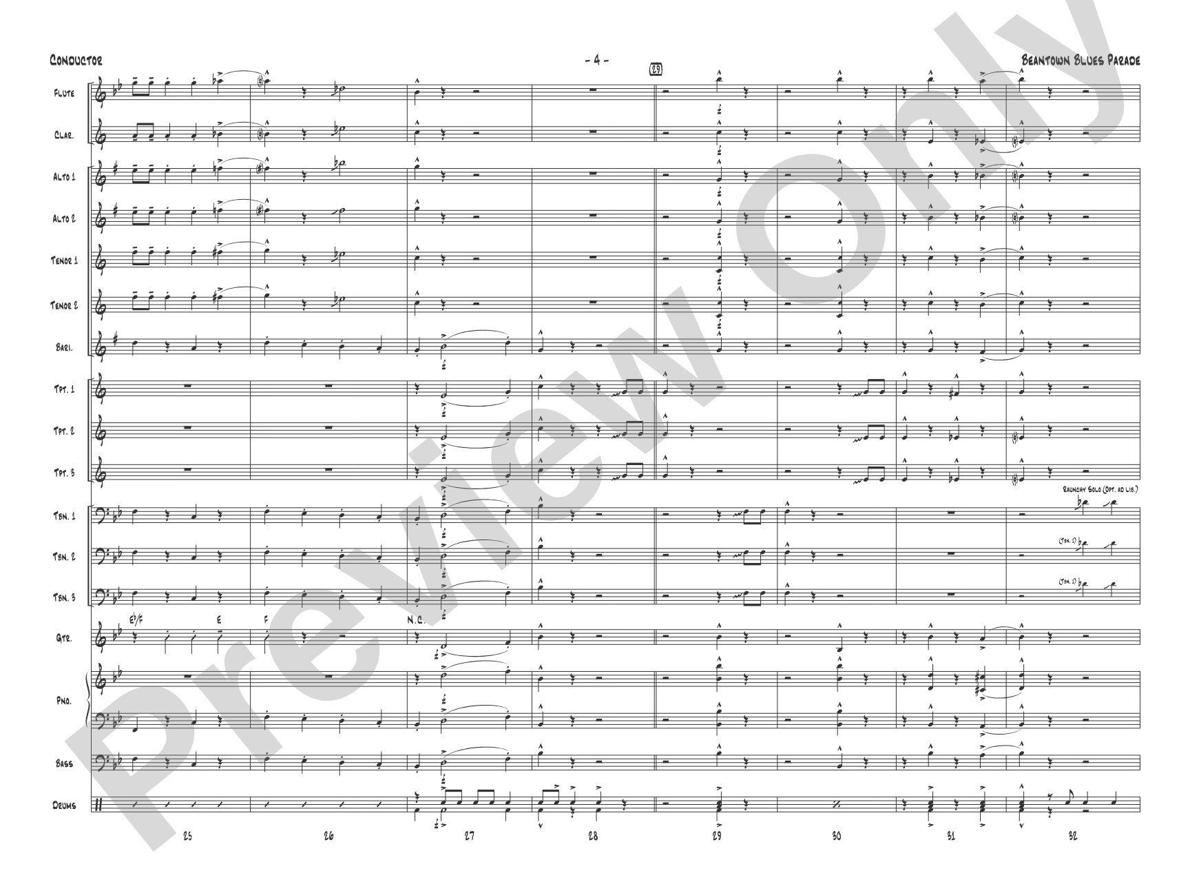 Beantown Blues Parade: Score