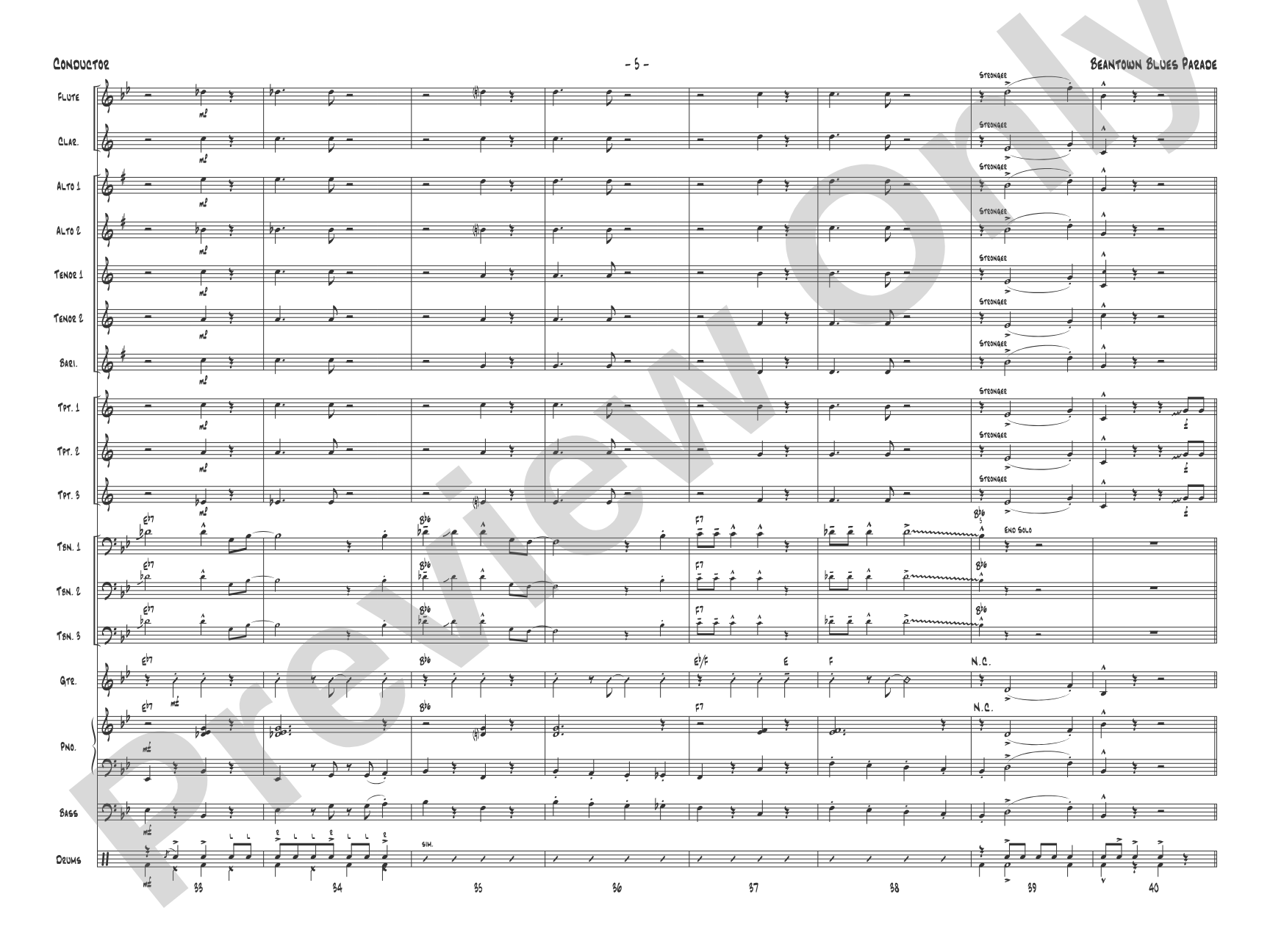 Beantown Blues Parade: Score