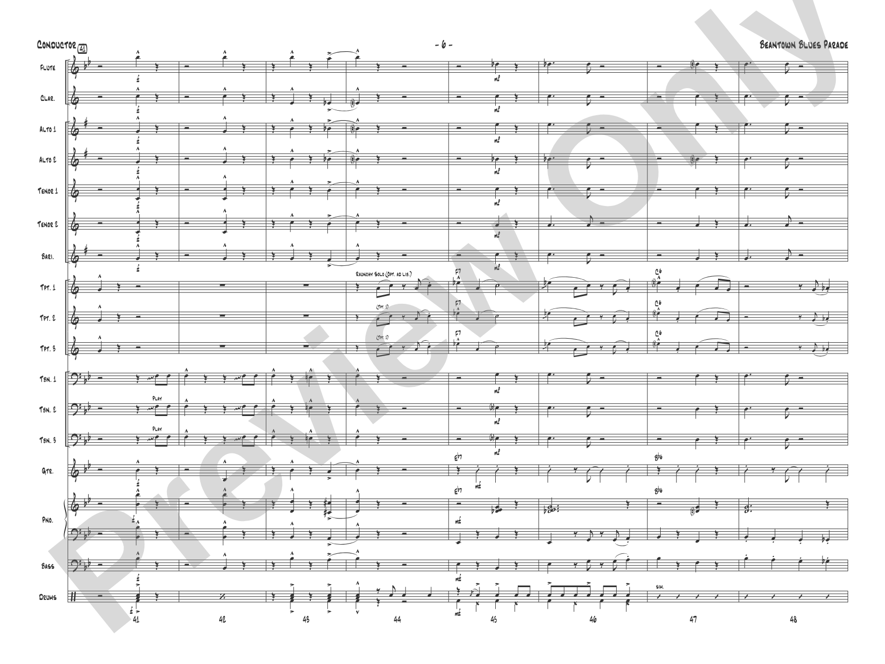 Beantown Blues Parade: Score