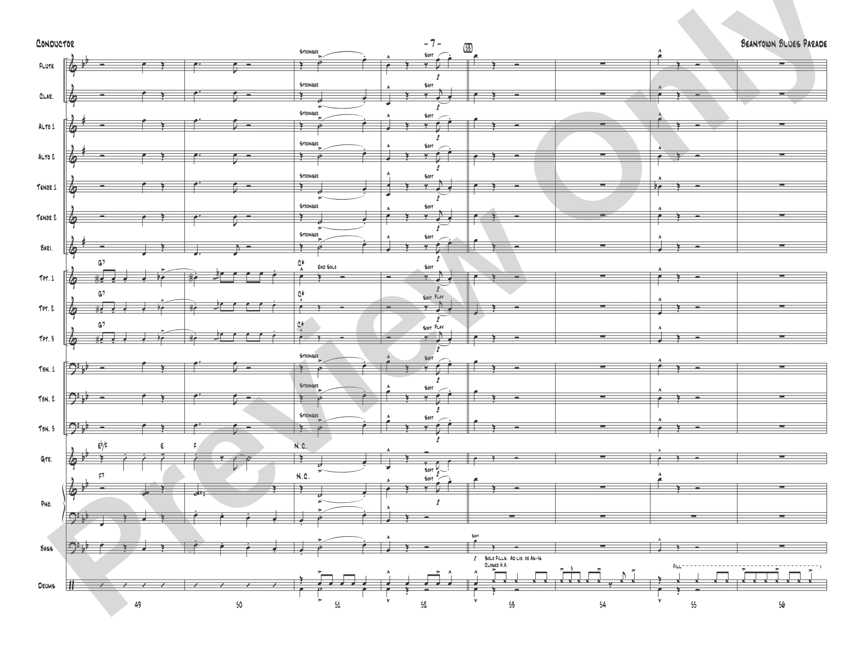 Beantown Blues Parade: Score