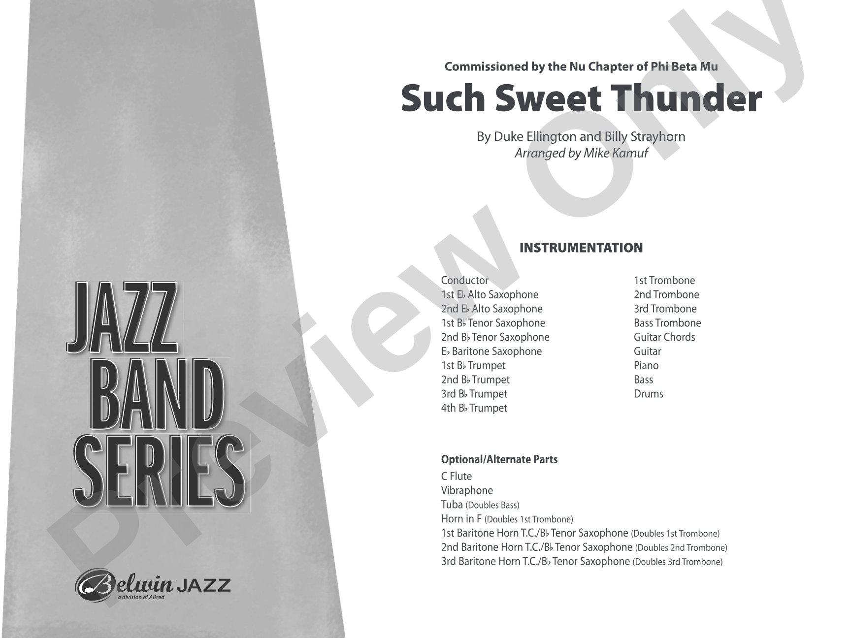 Such Sweet Thunder: Jazz Ensemble Conductor Score & Parts