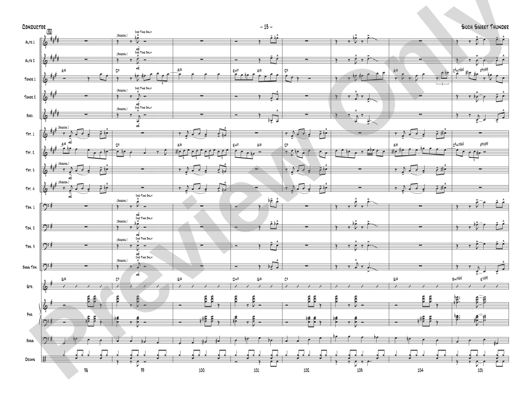 Such Sweet Thunder: Jazz Ensemble Conductor Score & Parts
