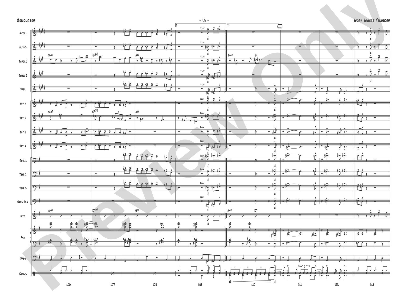 Such Sweet Thunder: Jazz Ensemble Conductor Score & Parts