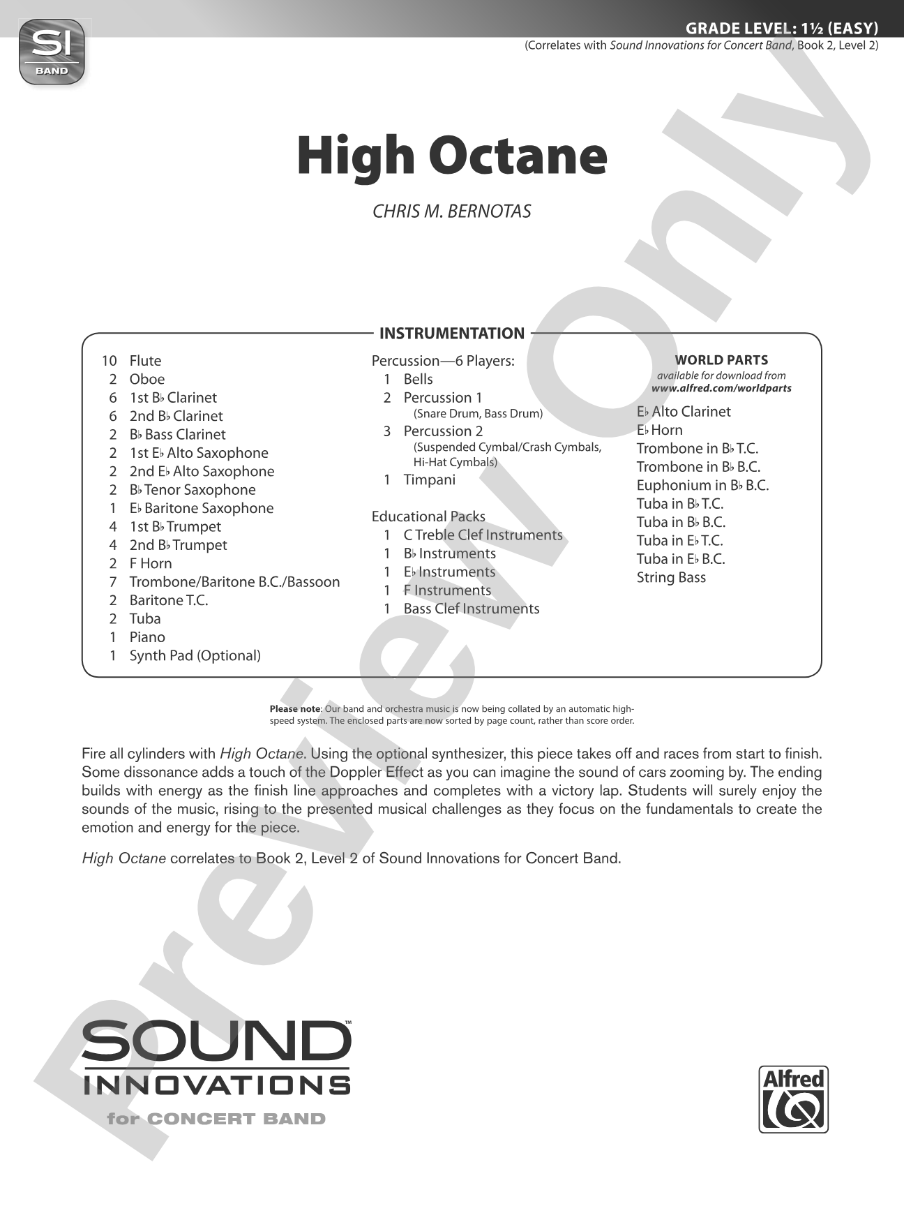 High Octane: Concert Band Conductor Score & Parts