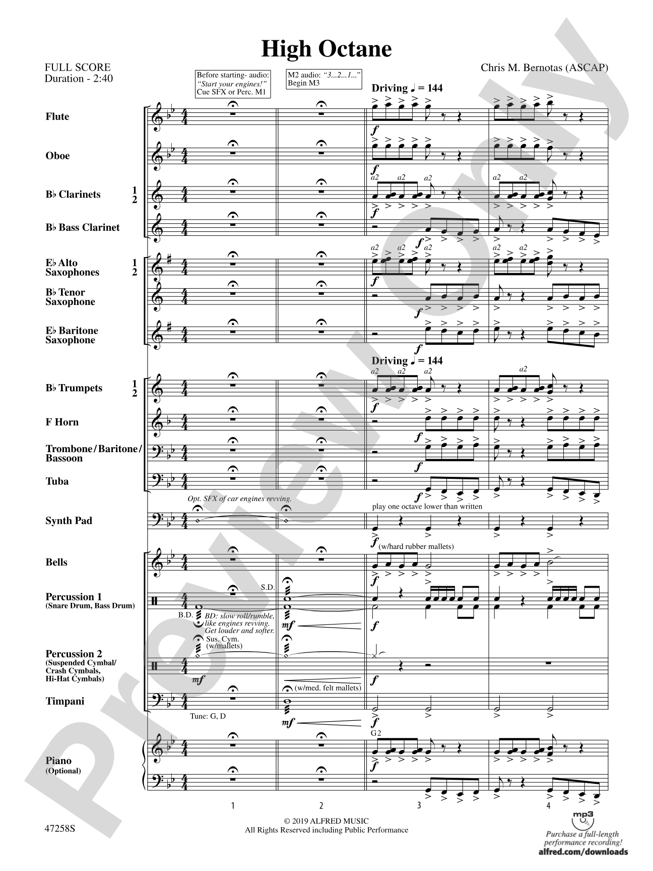 High Octane: Concert Band Conductor Score & Parts
