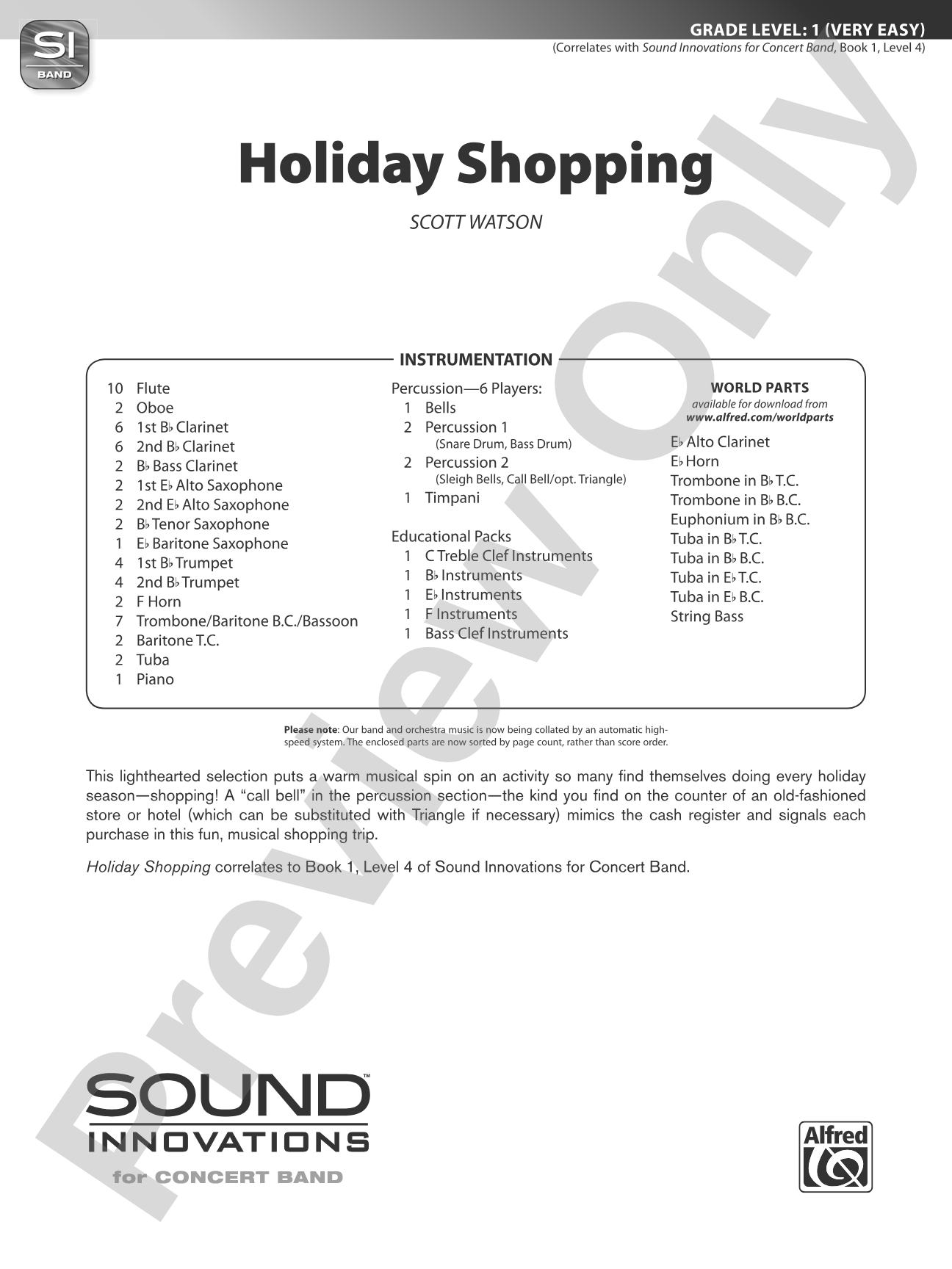 Holiday Shopping: Concert Band Conductor Score & Parts