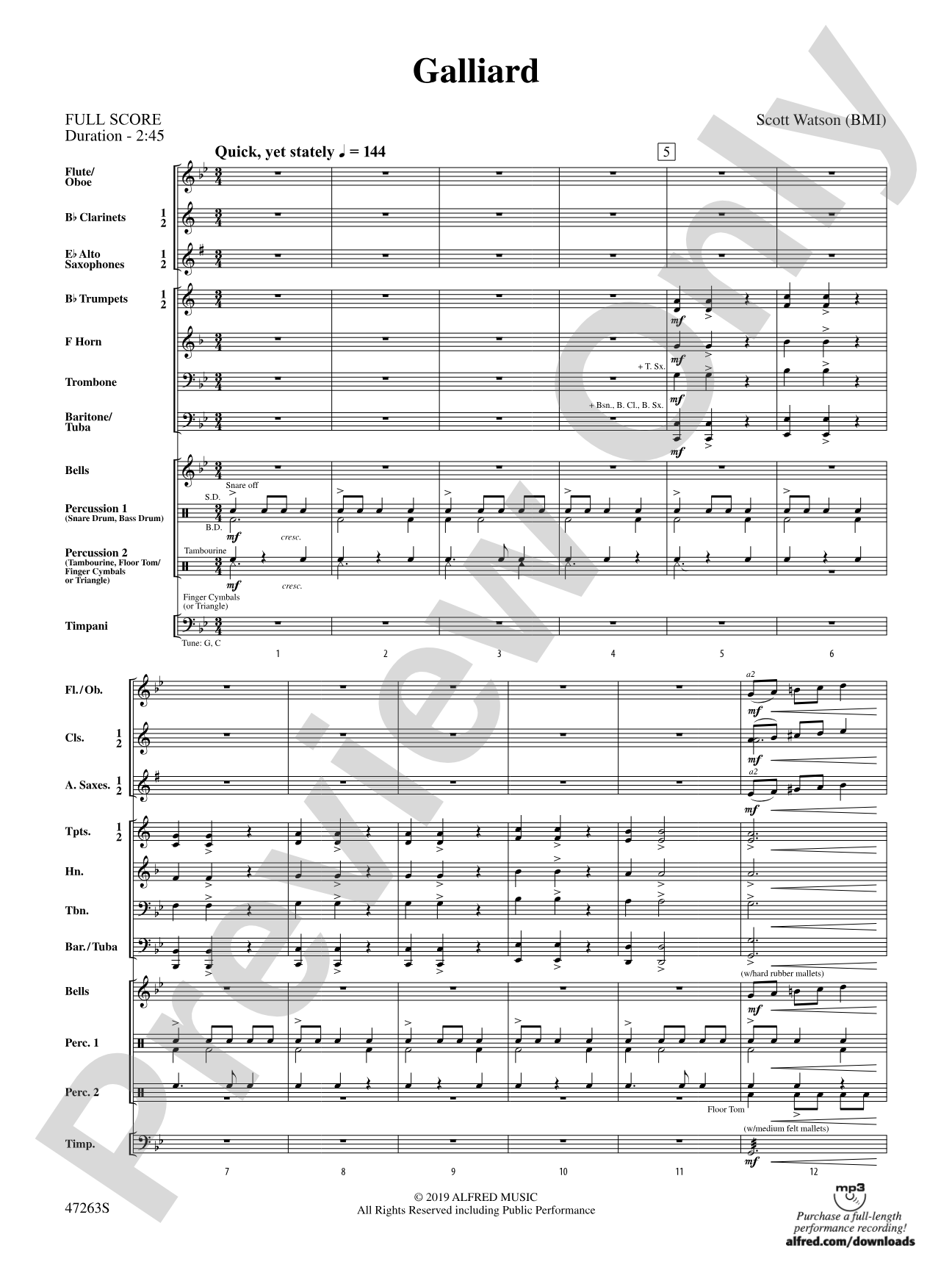 Galliard: Concert Band Conductor Score & Parts