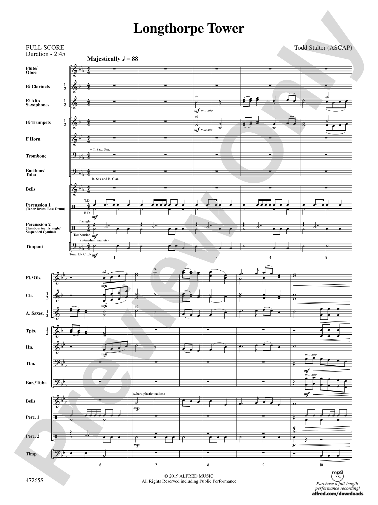 Longthorpe Tower: Concert Band Conductor Score & Parts