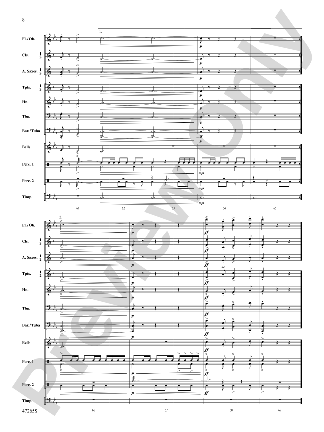 Longthorpe Tower: Concert Band Conductor Score & Parts