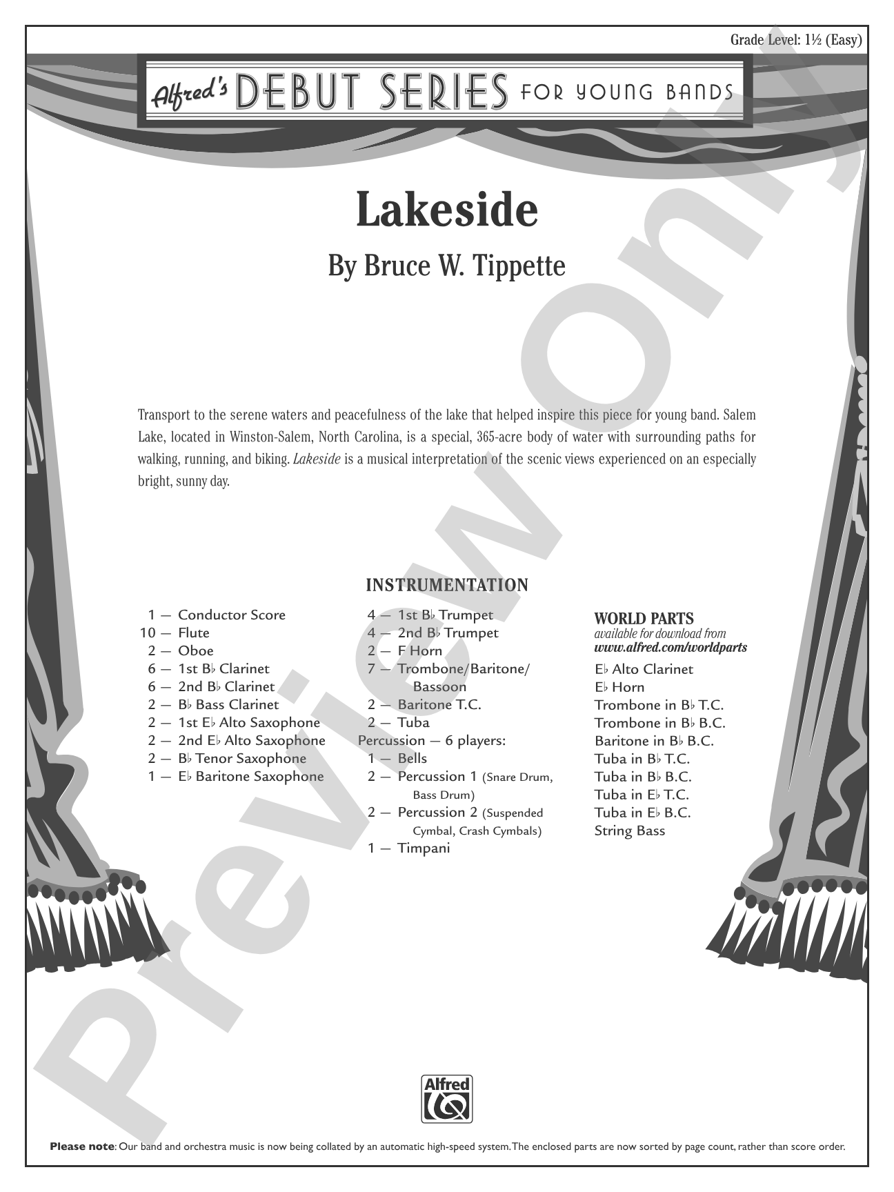 Lakeside: Concert Band Conductor Score & Parts