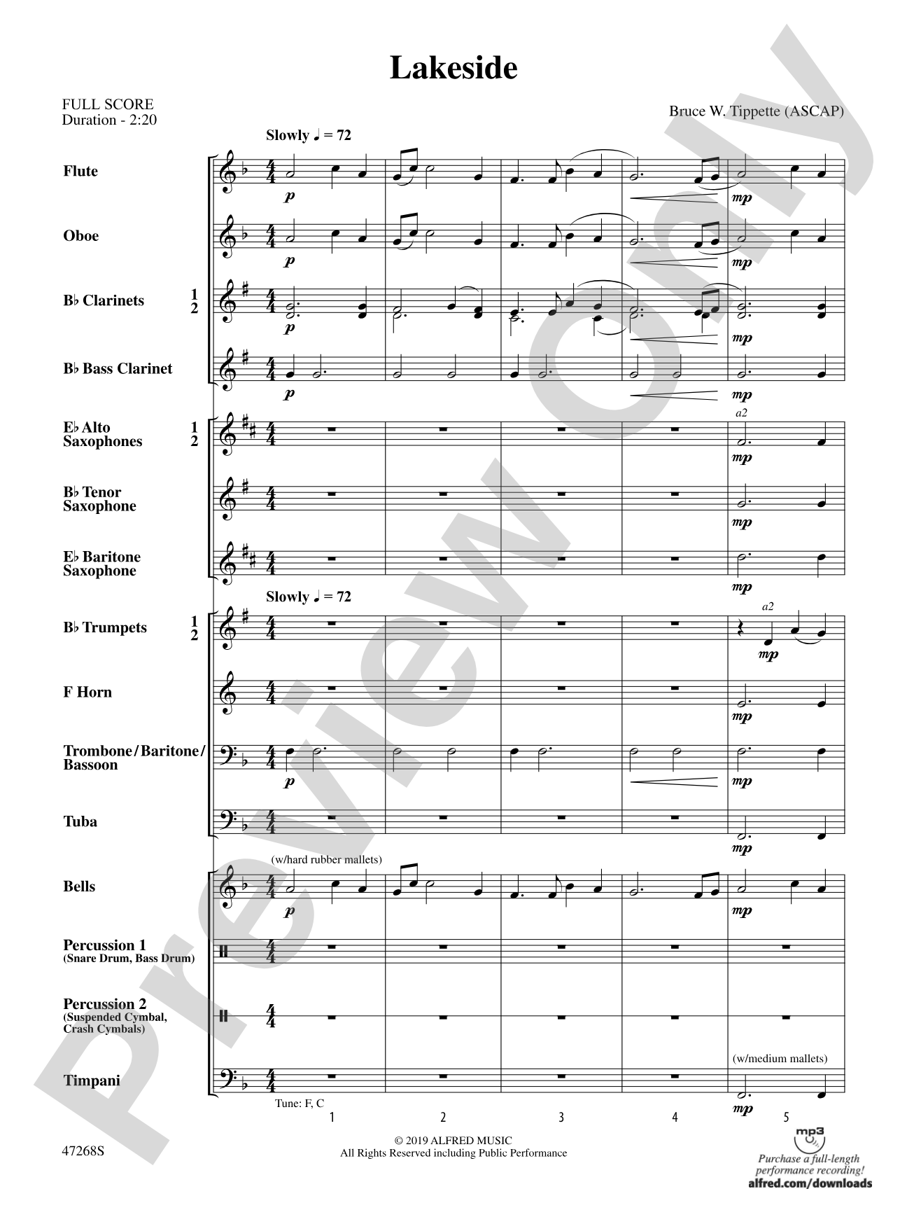 Lakeside: Concert Band Conductor Score & Parts