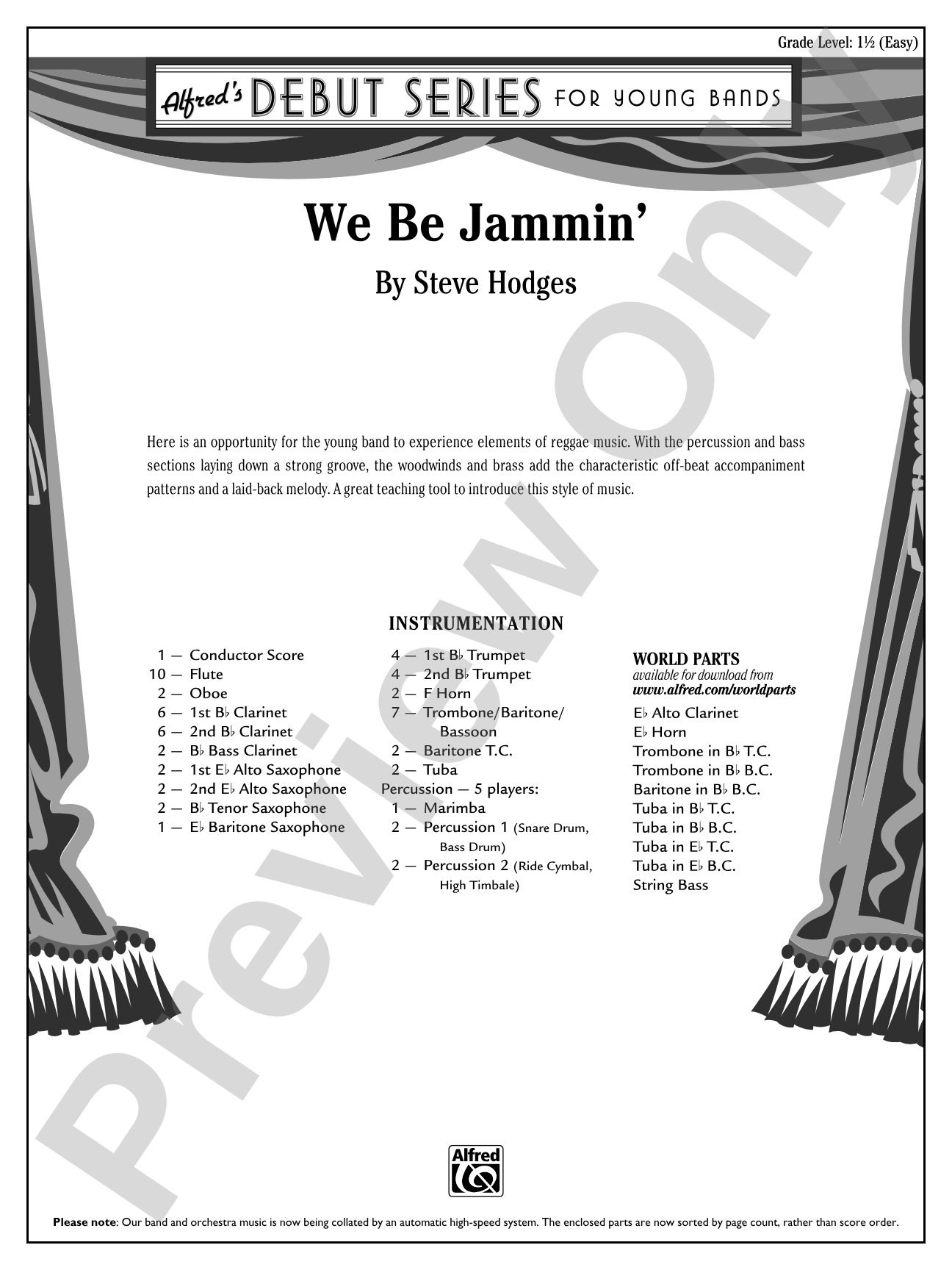 We Be Jammin': Concert Band Conductor Score & Parts
