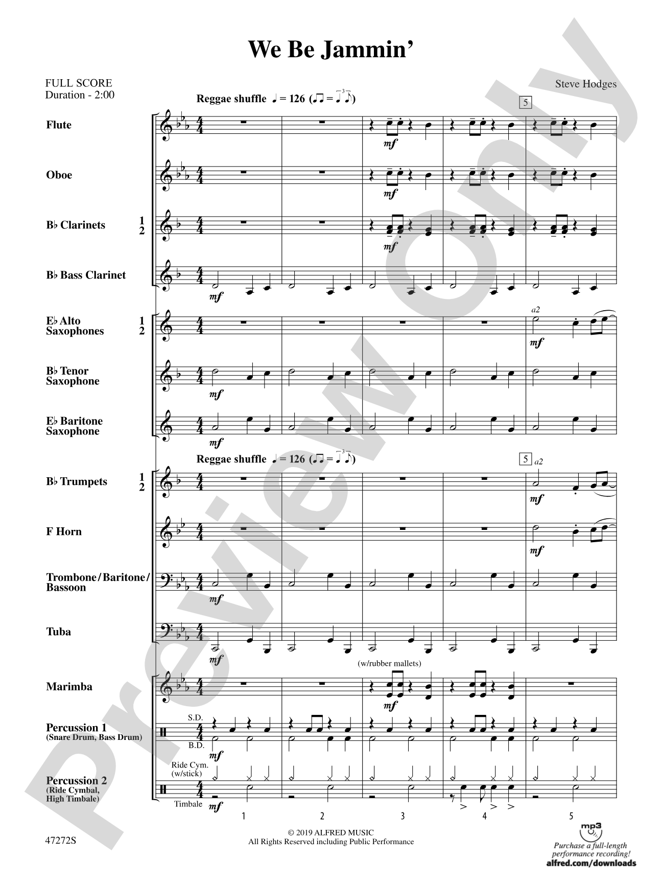 We Be Jammin': Concert Band Conductor Score & Parts