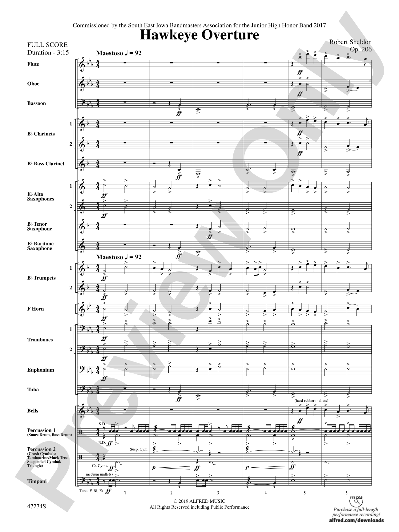 Hawkeye Overture: Concert Band Conductor Score & Parts