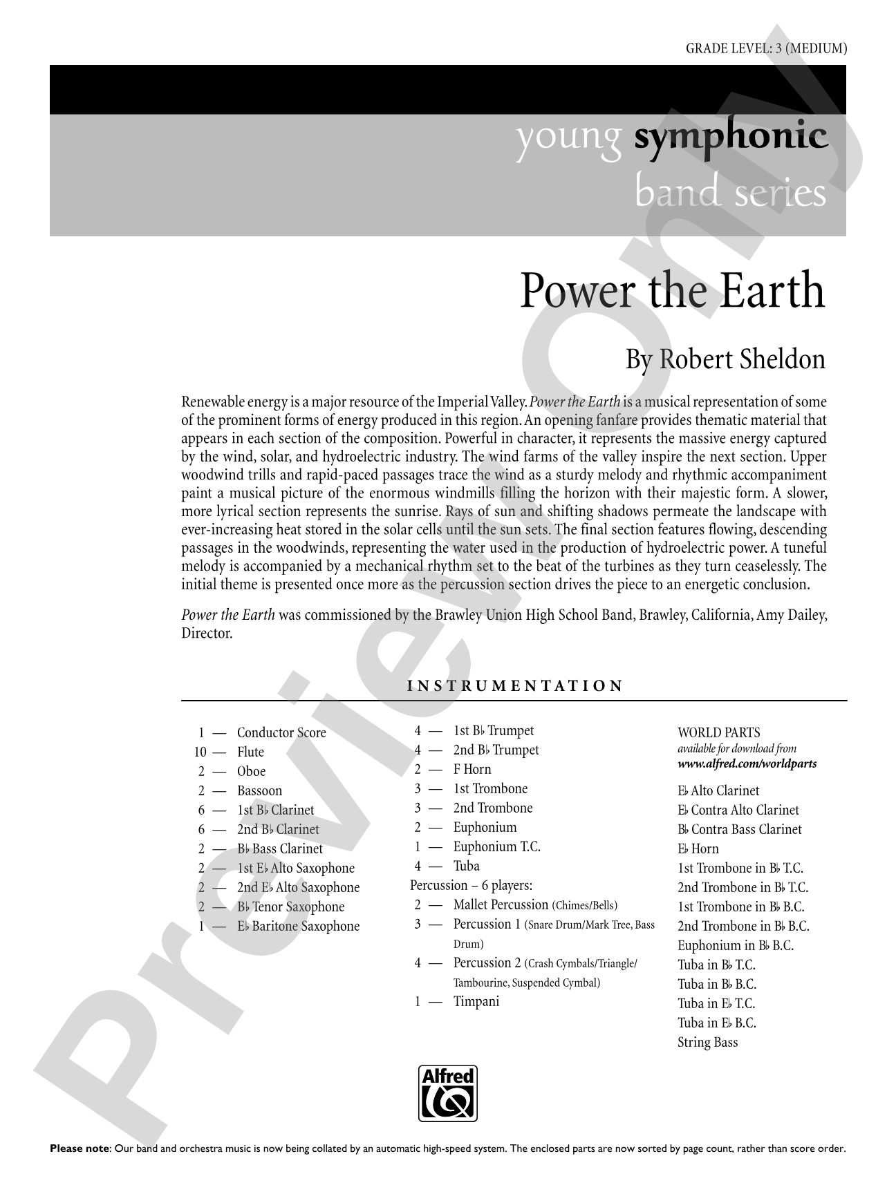 Power the Earth: Concert Band Conductor Score & Parts