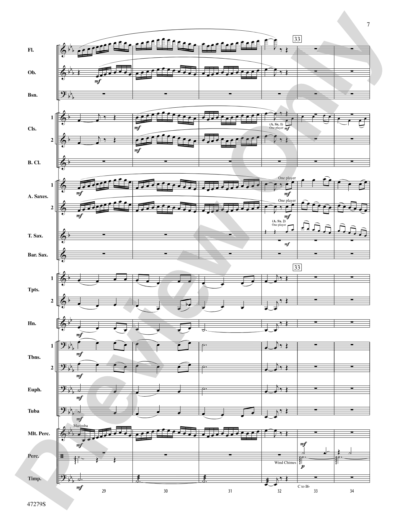 Beach Spring: Concert Band Conductor Score & Parts