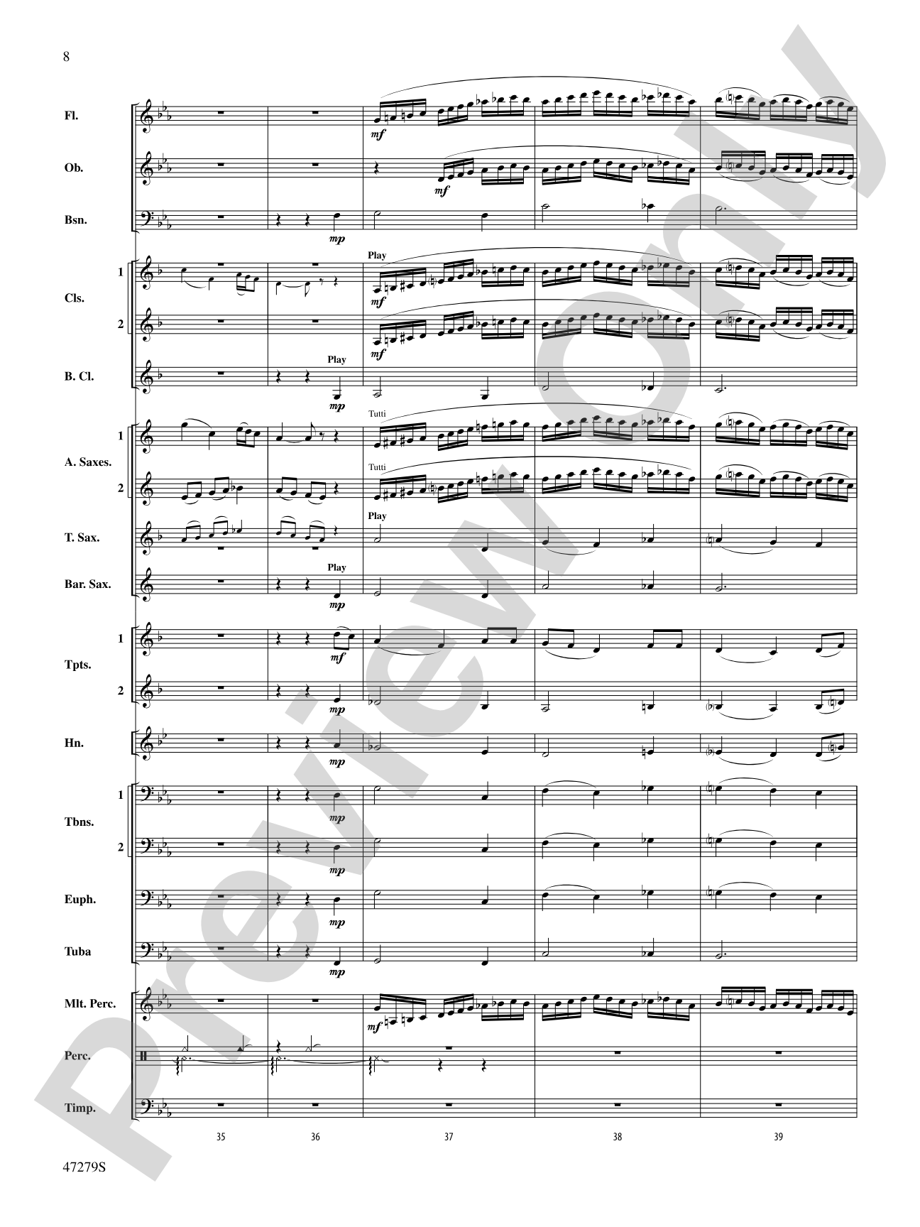 Beach Spring: Concert Band Conductor Score & Parts