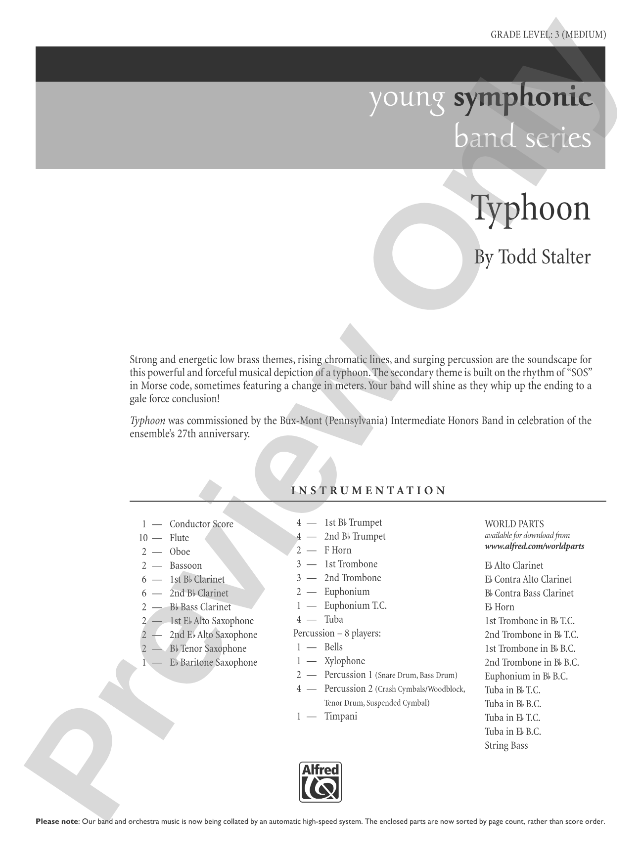 Typhoon: Concert Band Conductor Score & Parts