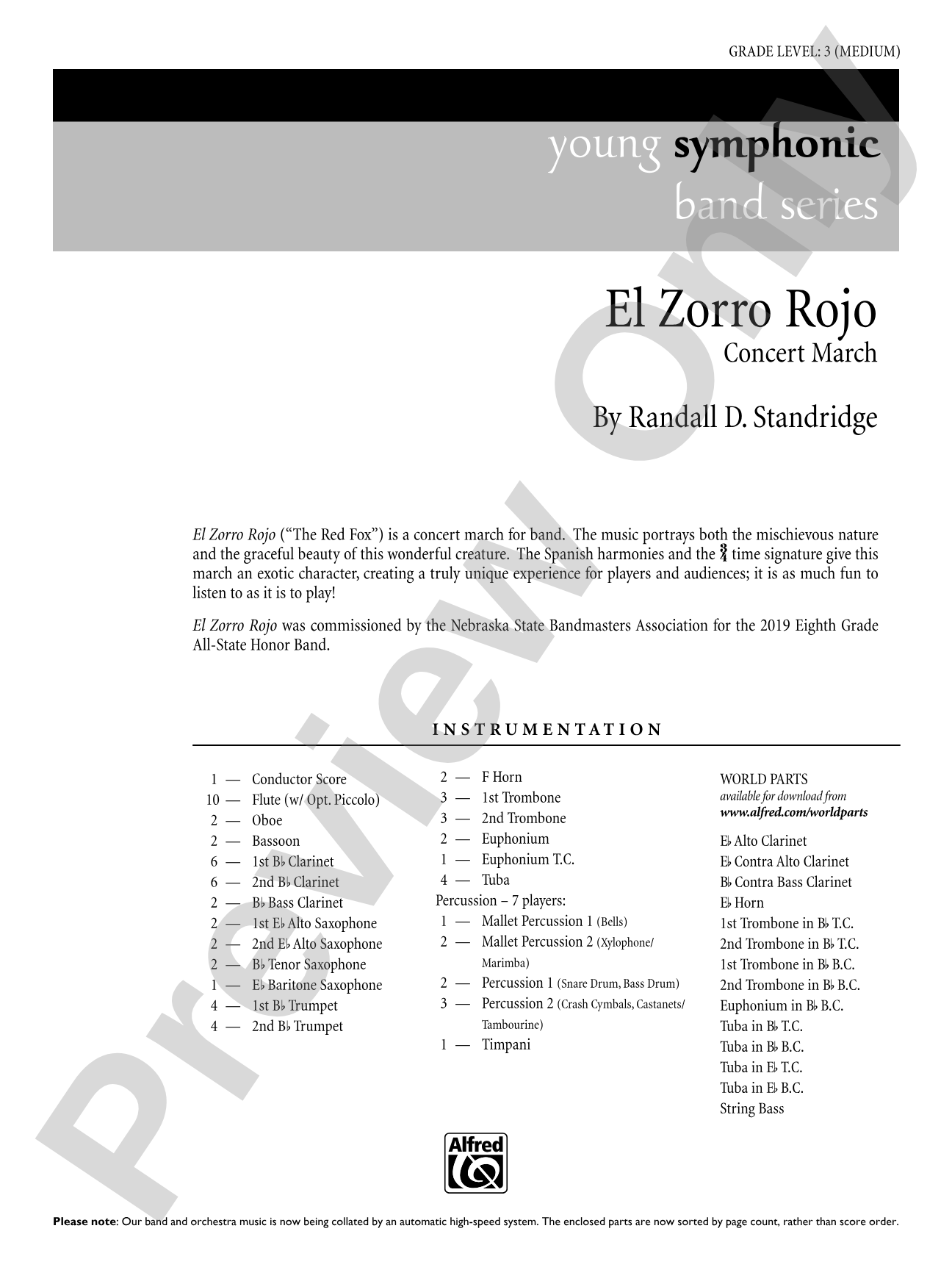 El Zorro Rojo: Concert Band Conductor Score & Parts