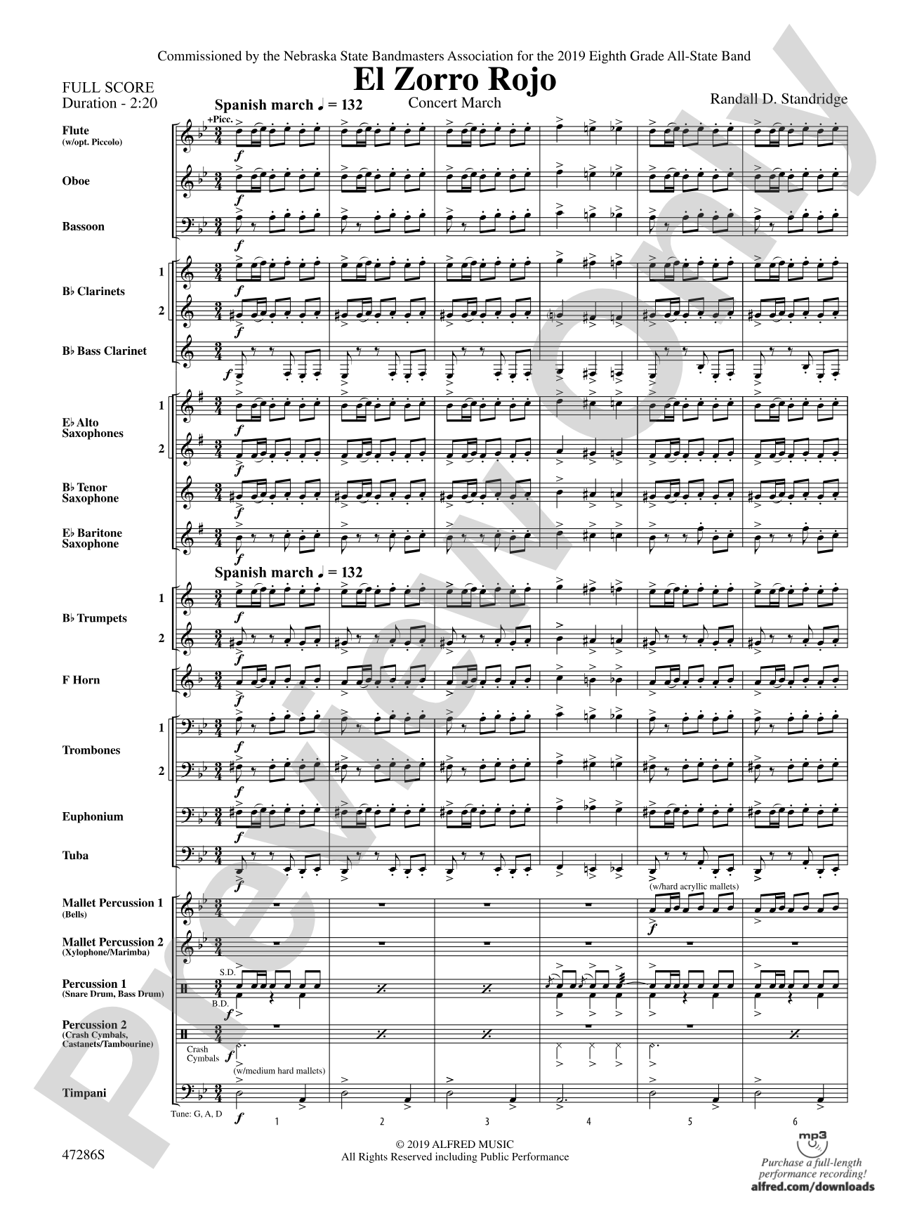 El Zorro Rojo: Concert Band Conductor Score & Parts | Randall
