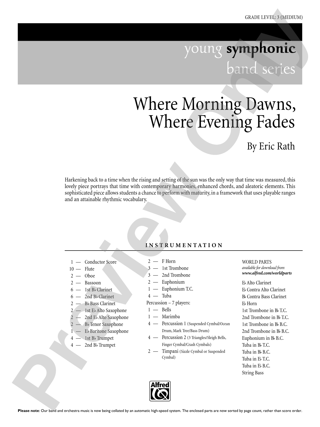 Where Morning Dawns, Where Evening Fades: Concert Band Conductor Score & Parts