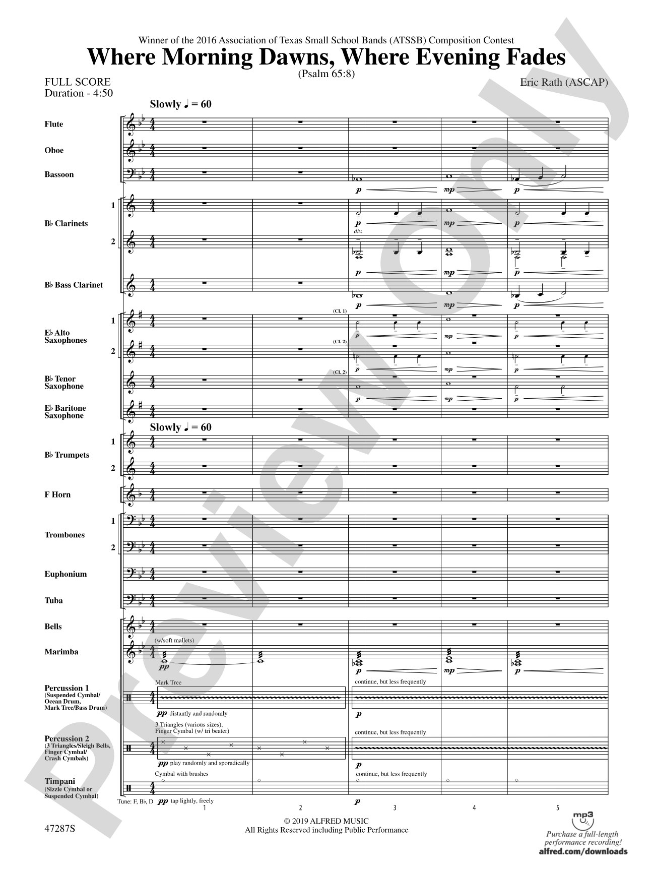 Where Morning Dawns, Where Evening Fades: Concert Band Conductor Score & Parts