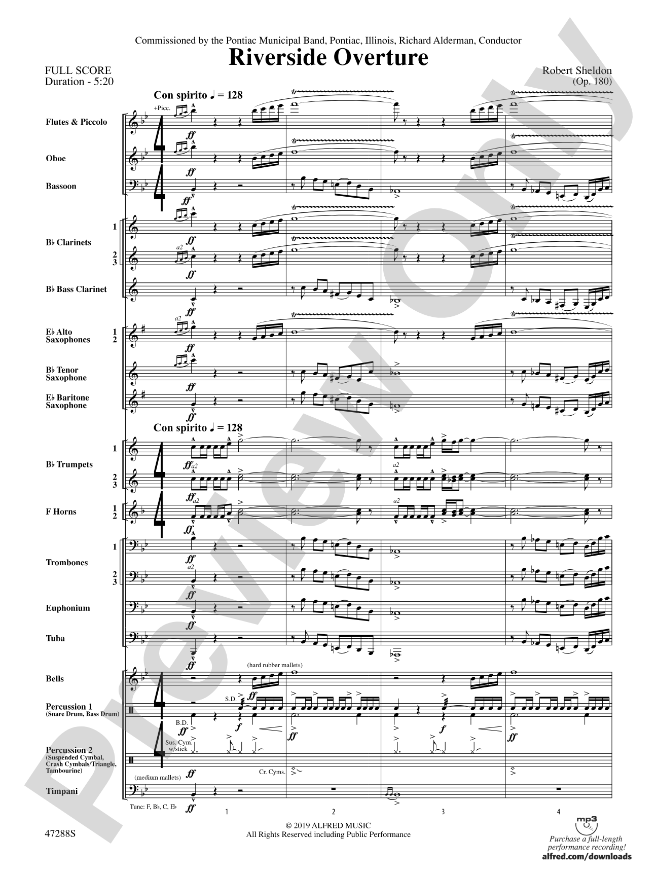Riverside Overture: Concert Band Conductor Score & Parts