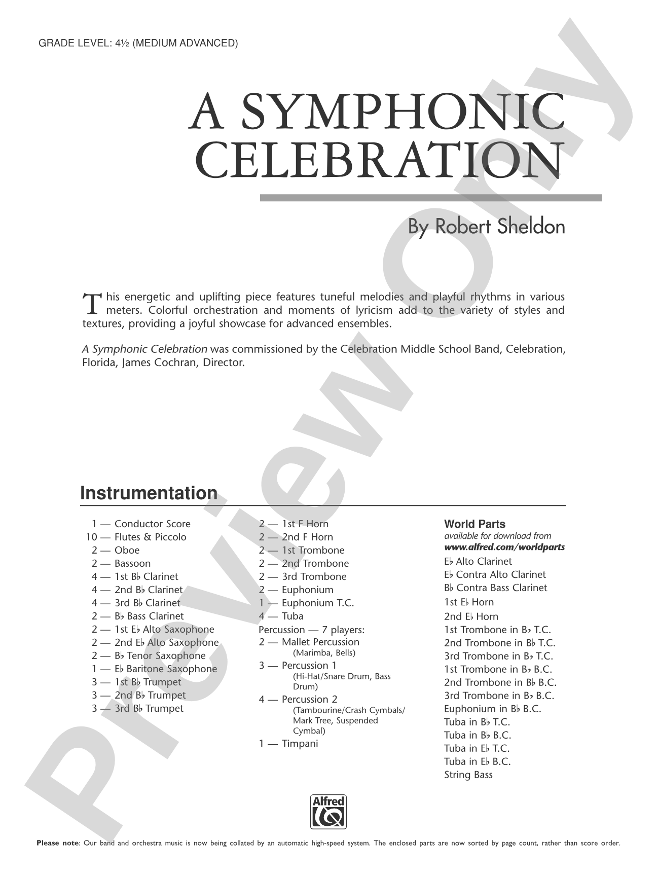 A Symphonic Celebration: Concert Band Conductor Score & Parts