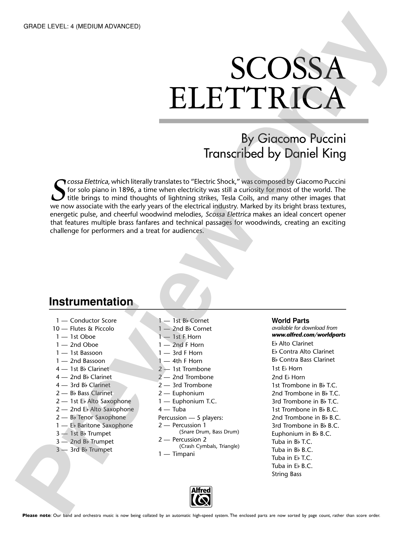 Scossa Elettrica: Concert Band Conductor Score & Parts