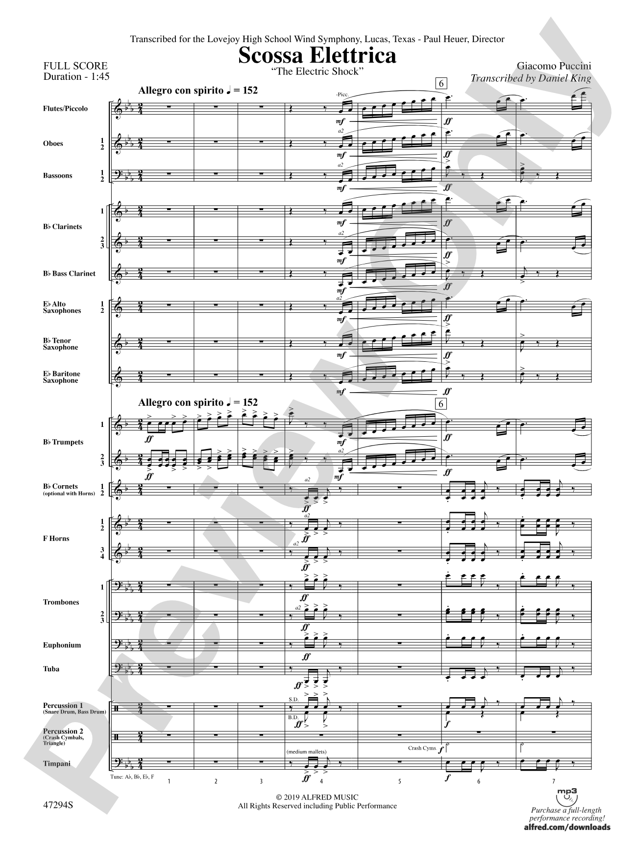 Scossa Elettrica: Concert Band Conductor Score & Parts