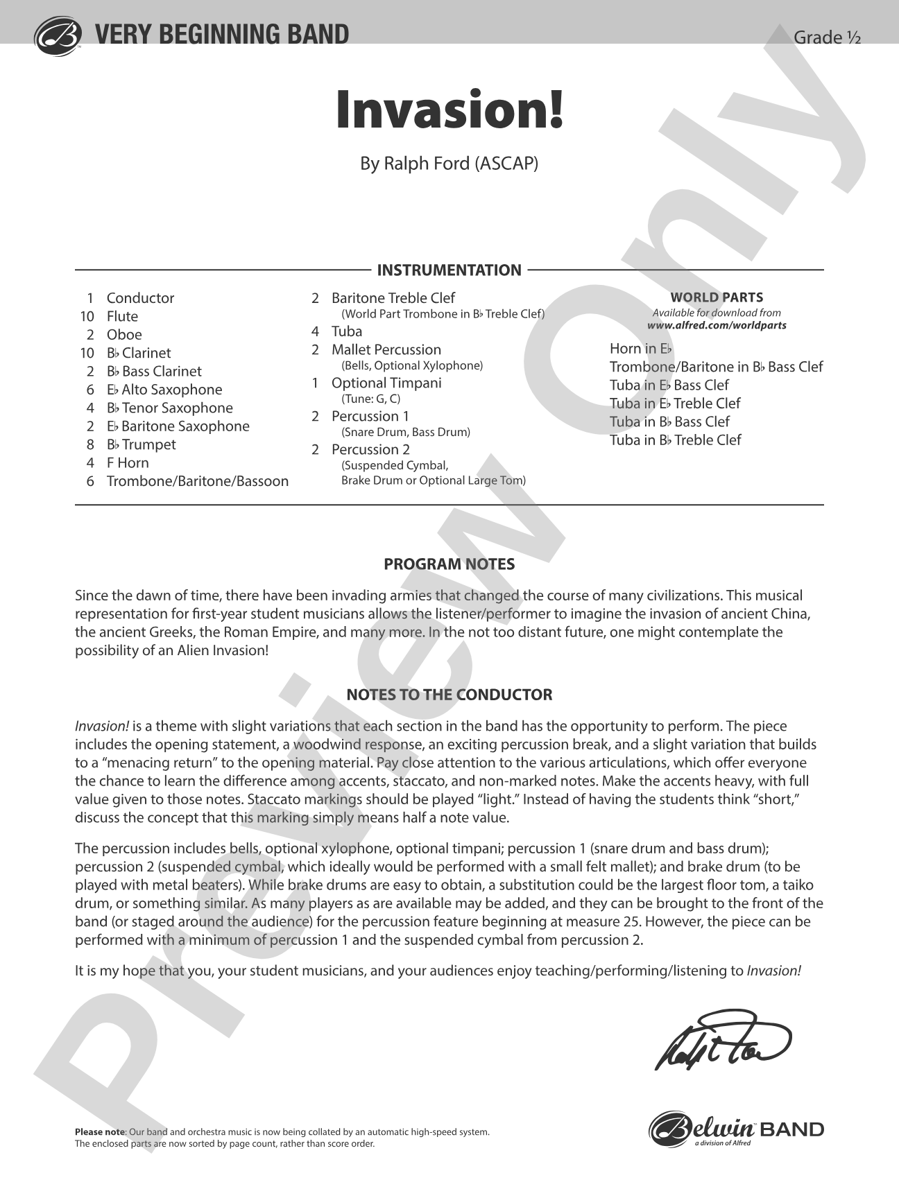 Invasion!: Concert Band Conductor Score & Parts