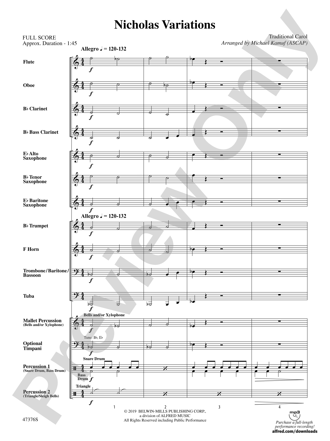 Nicholas Variations: Concert Band Conductor Score & Parts
