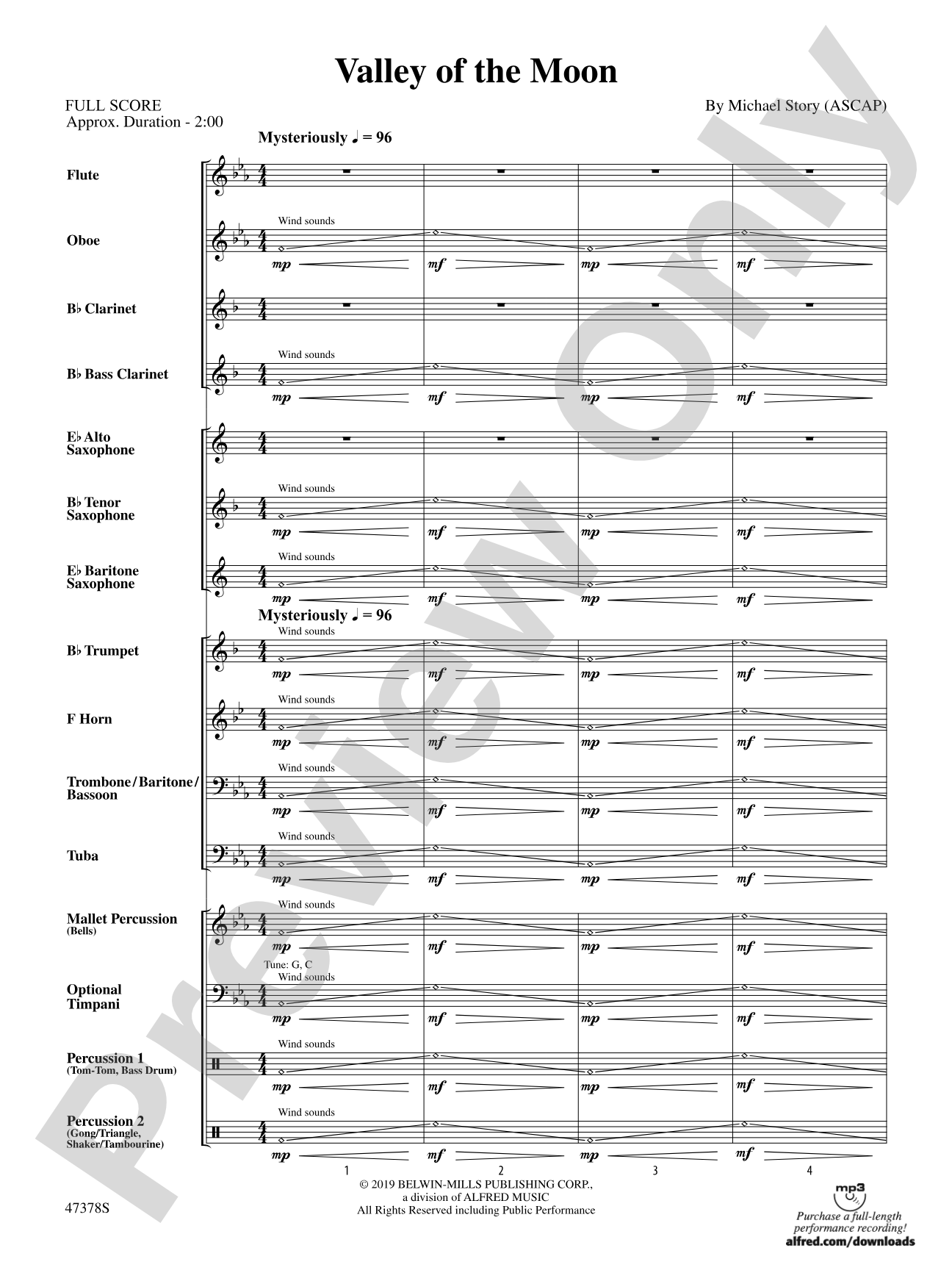 Valley of the Moon: Concert Band Conductor Score & Parts