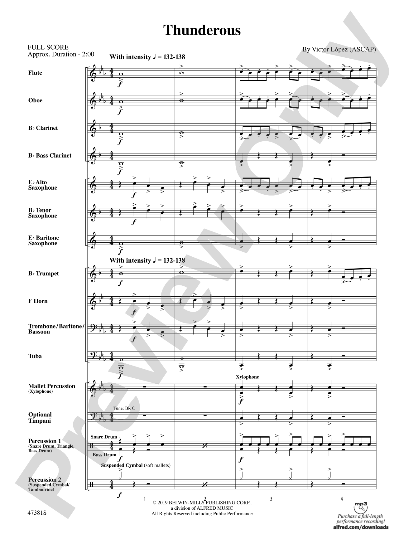 Thunderous: Concert Band Conductor Score & Parts